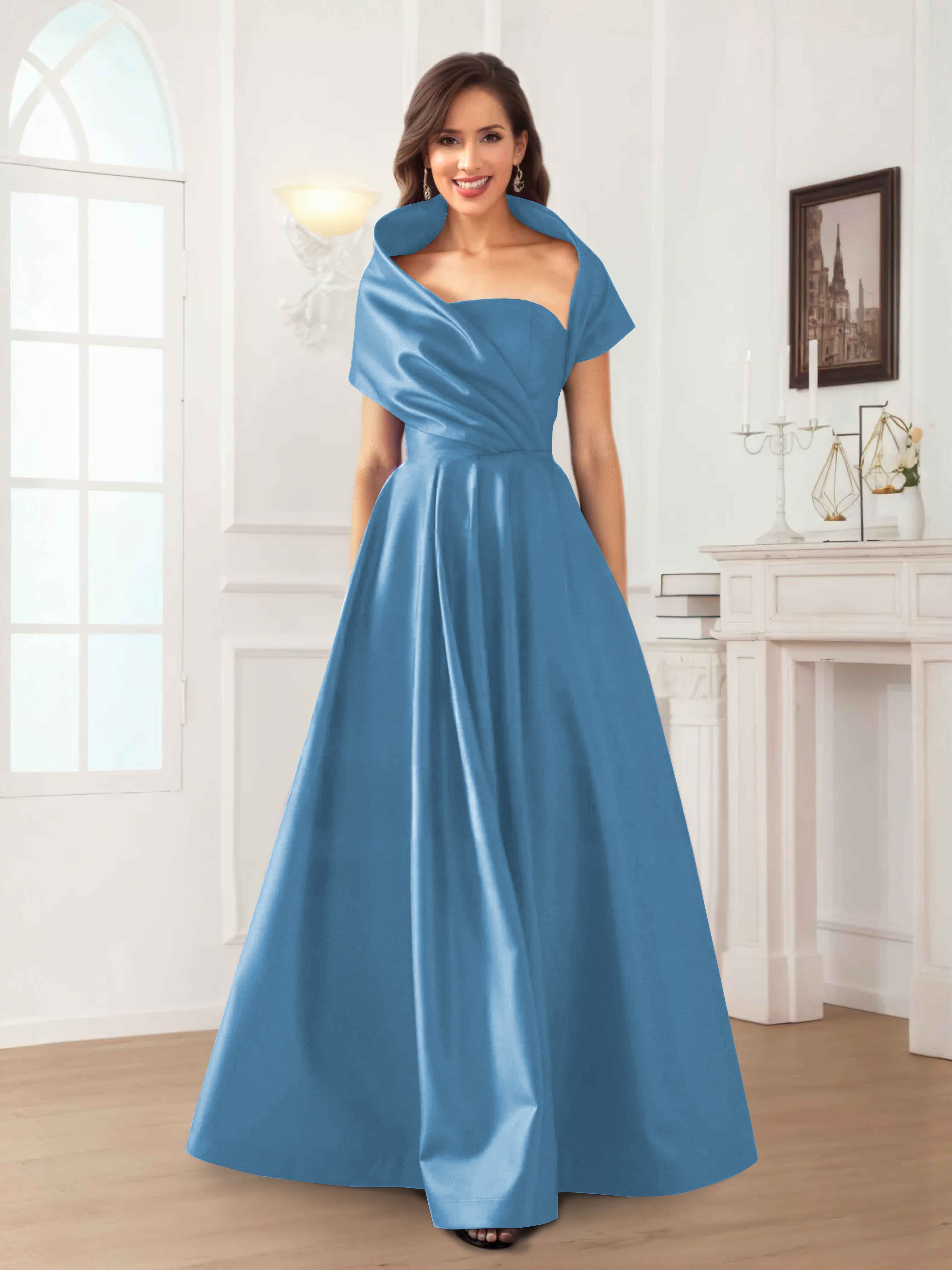 Valeska Romantic A-Line Floor Length Satin Mother Of The Bride Dresses