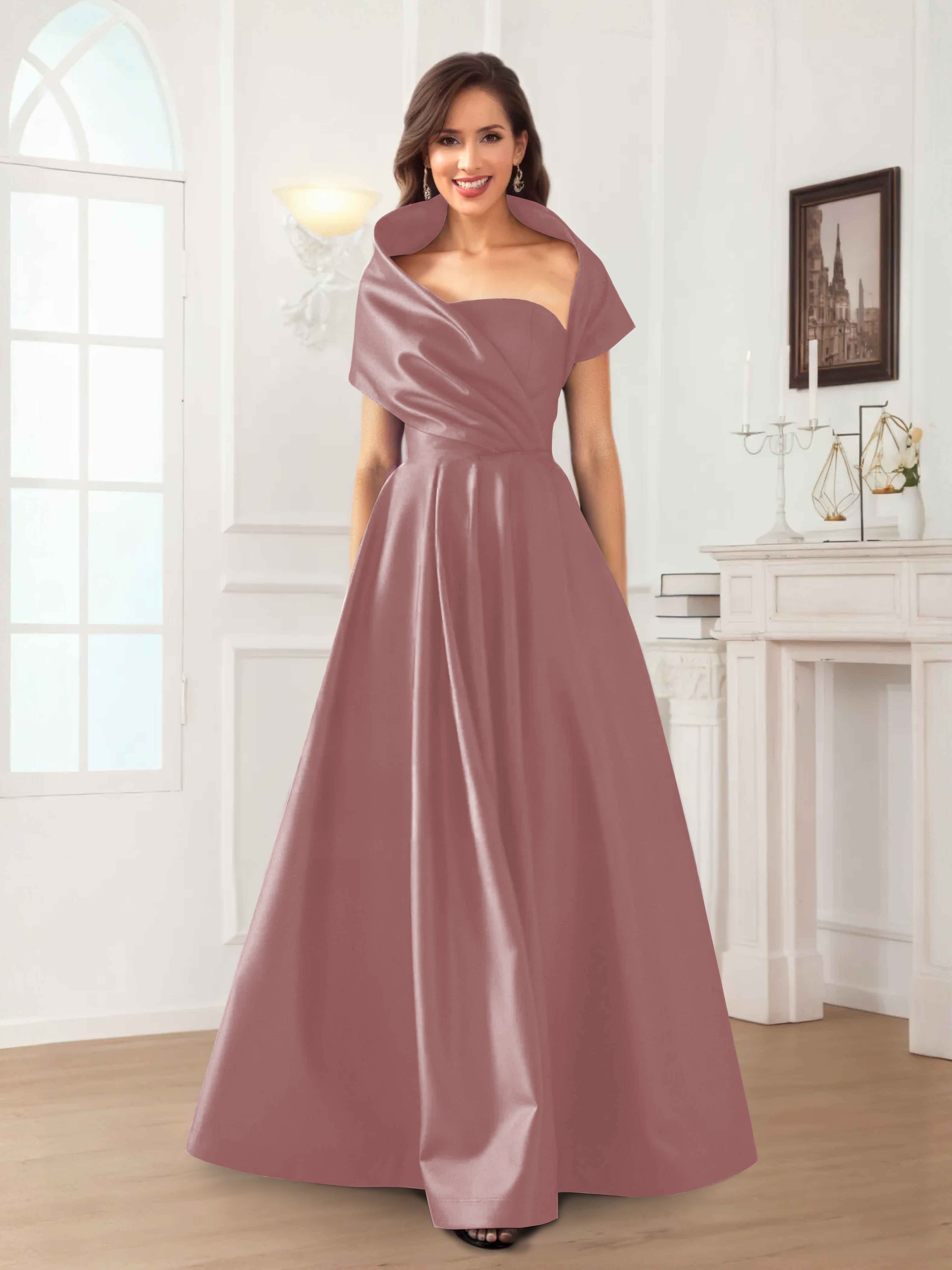 Valeska Romantic A-Line Floor Length Satin Mother Of The Bride Dresses