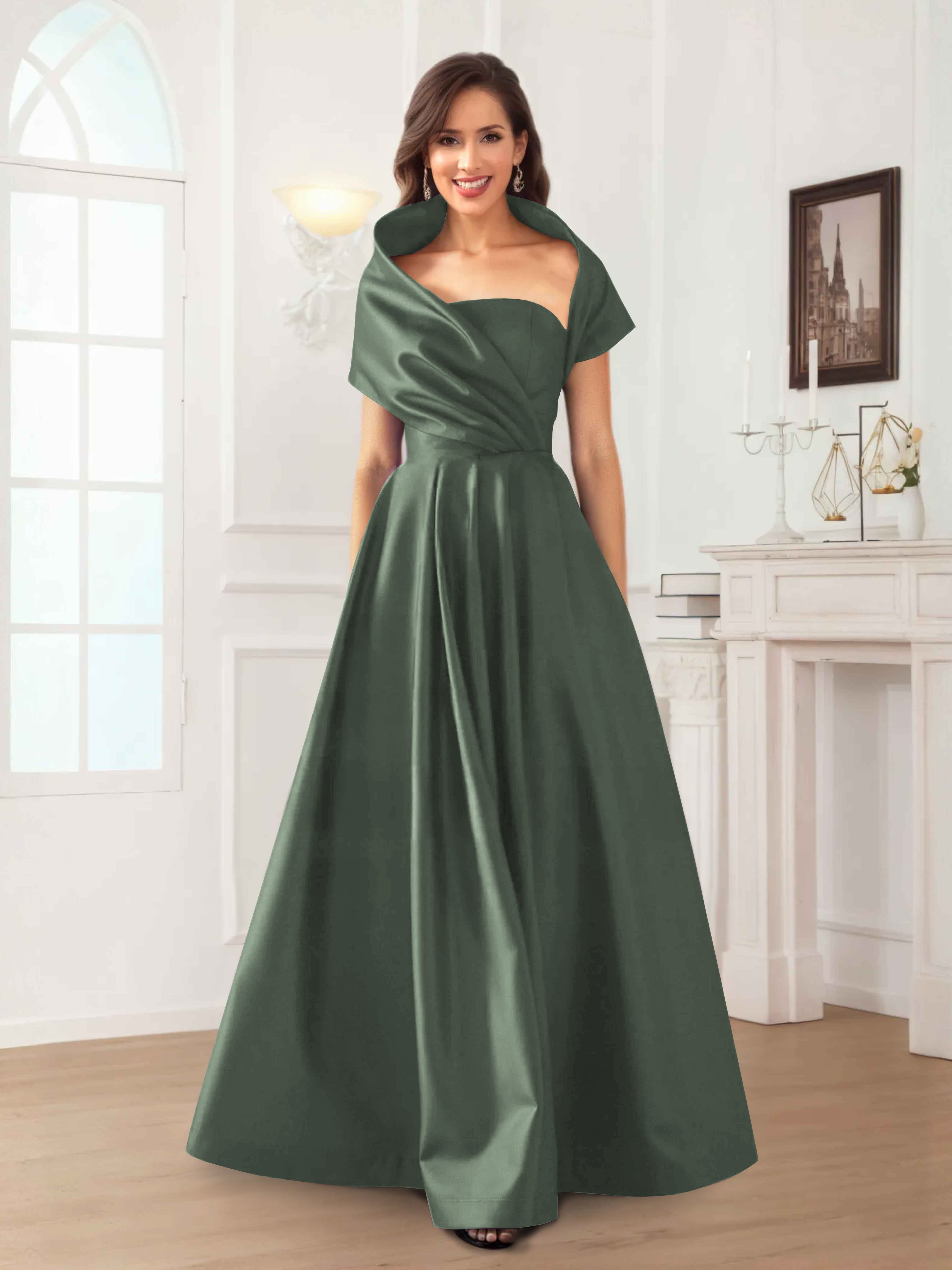 Valeska Romantic A-Line Floor Length Satin Mother Of The Bride Dresses
