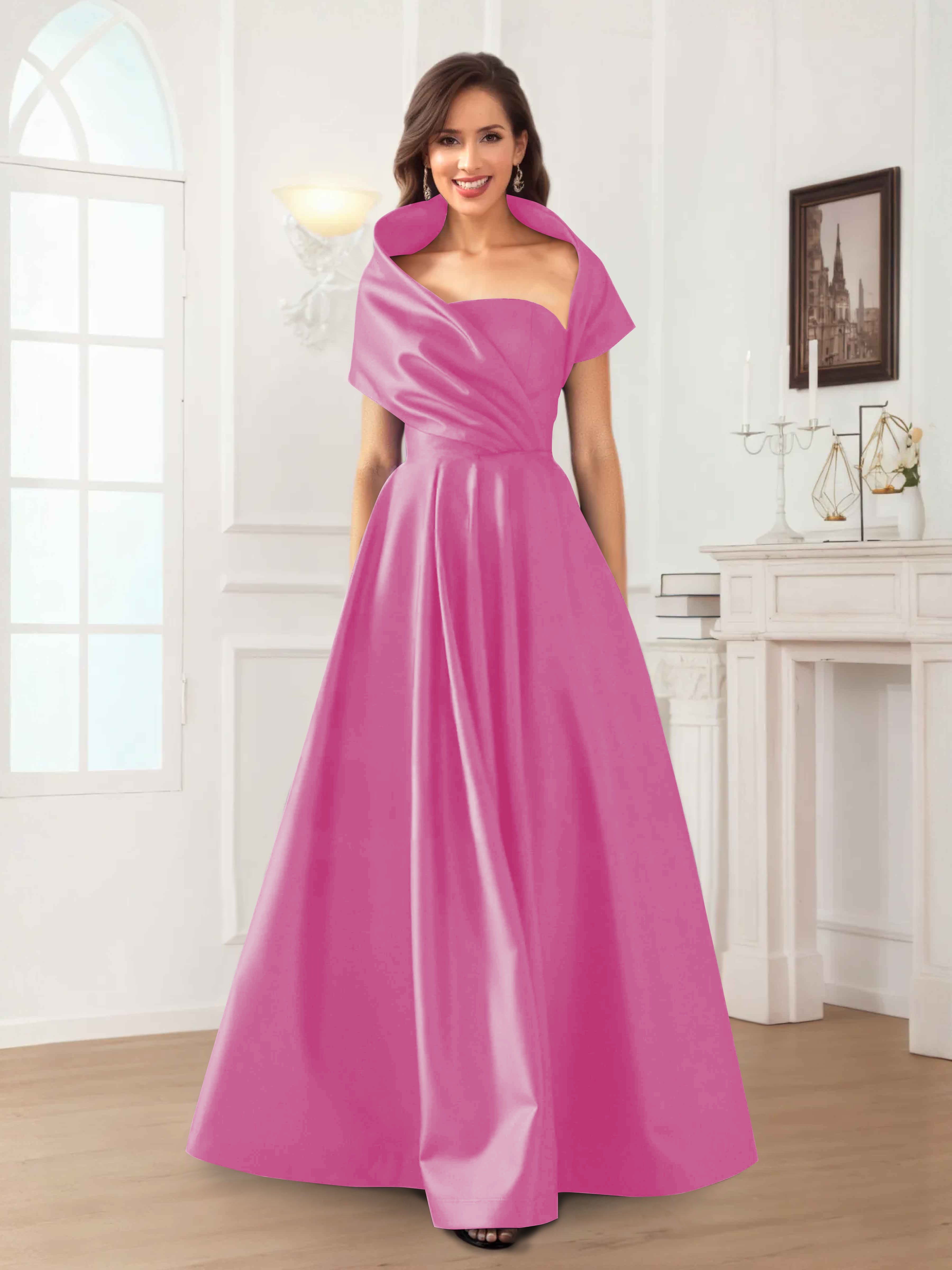 Valeska Romantic A-Line Floor Length Satin Mother Of The Bride Dresses