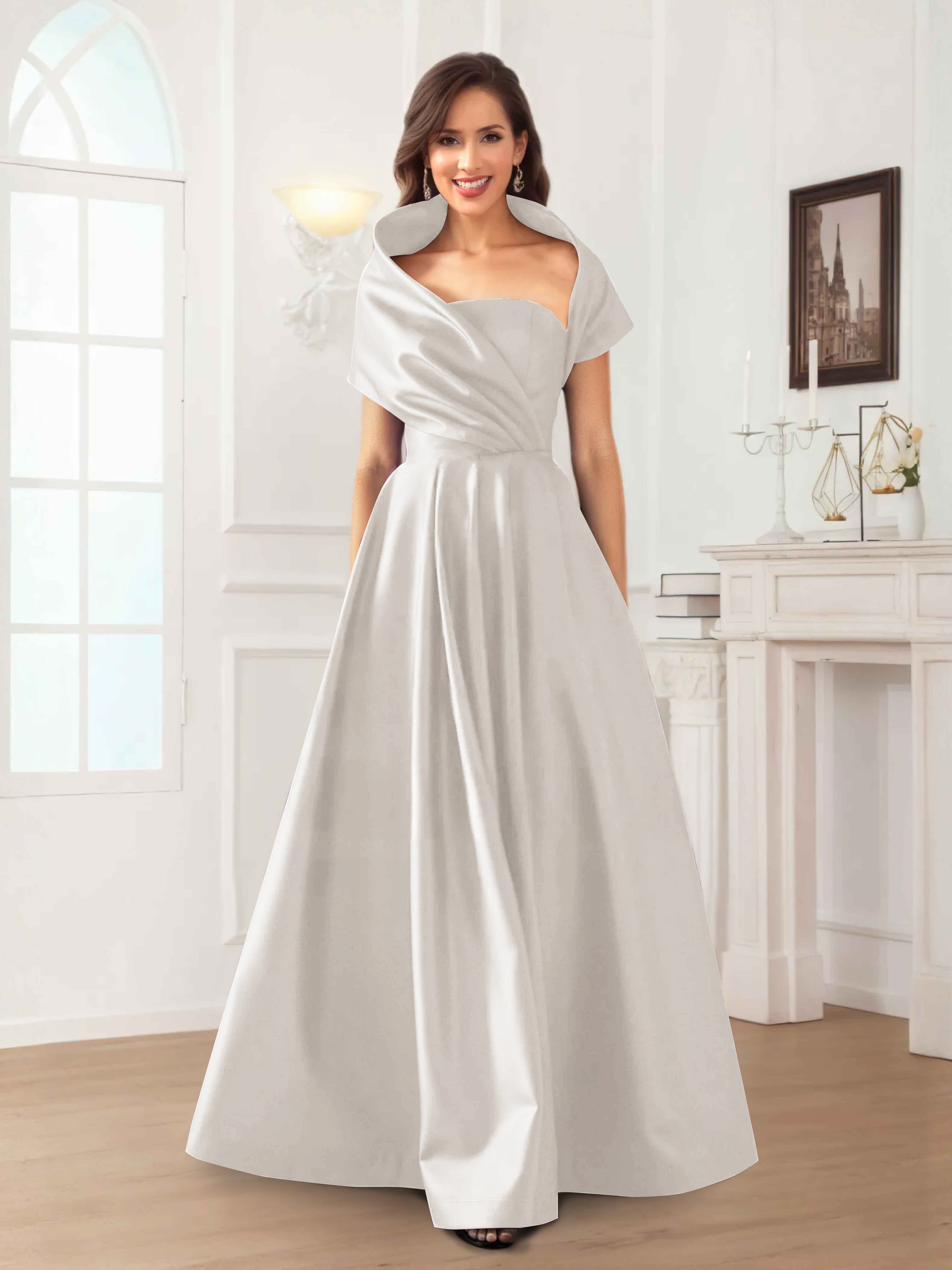 Valeska Romantic A-Line Floor Length Satin Mother Of The Bride Dresses