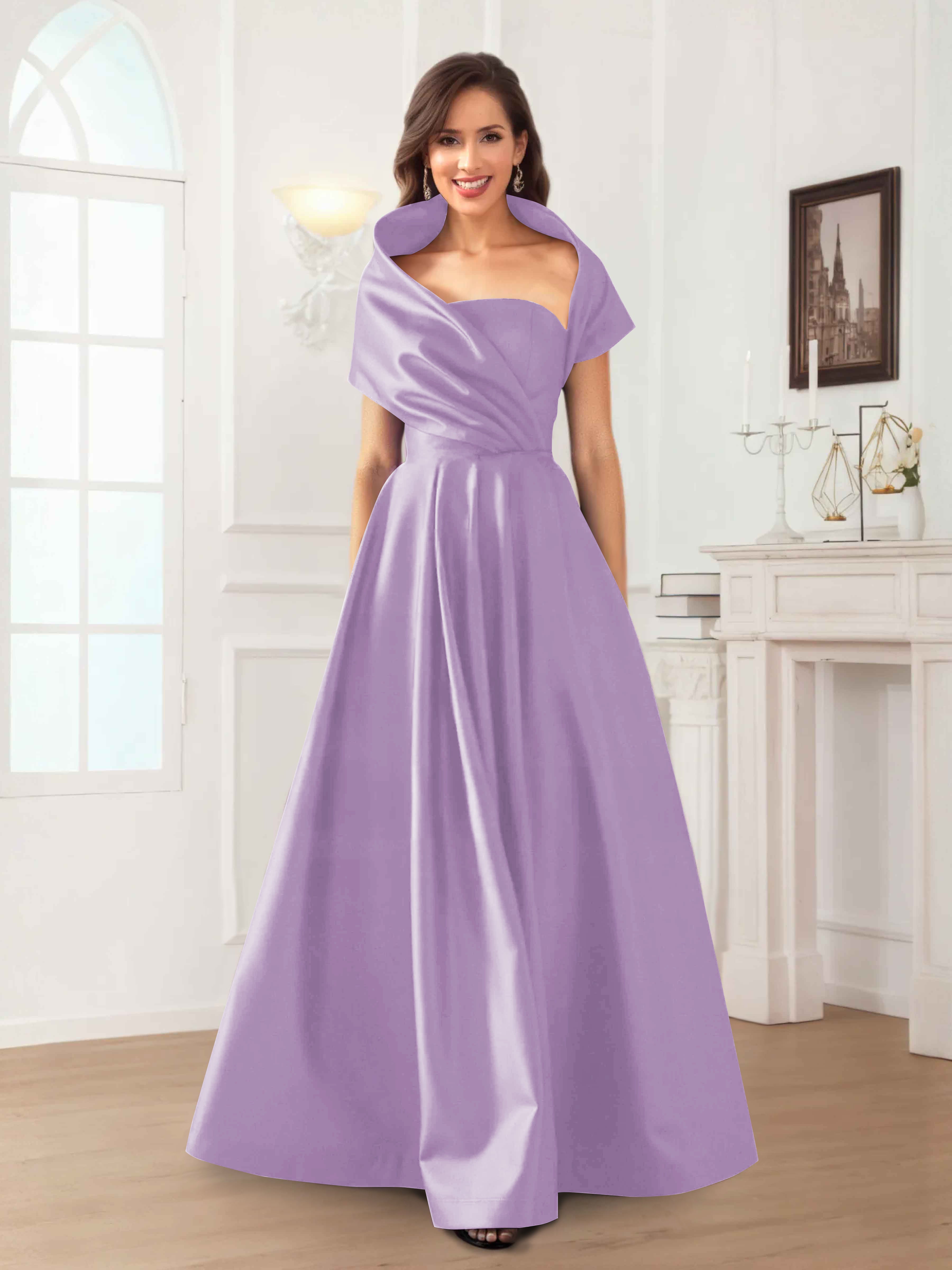Valeska Romantic A-Line Floor Length Satin Mother Of The Bride Dresses