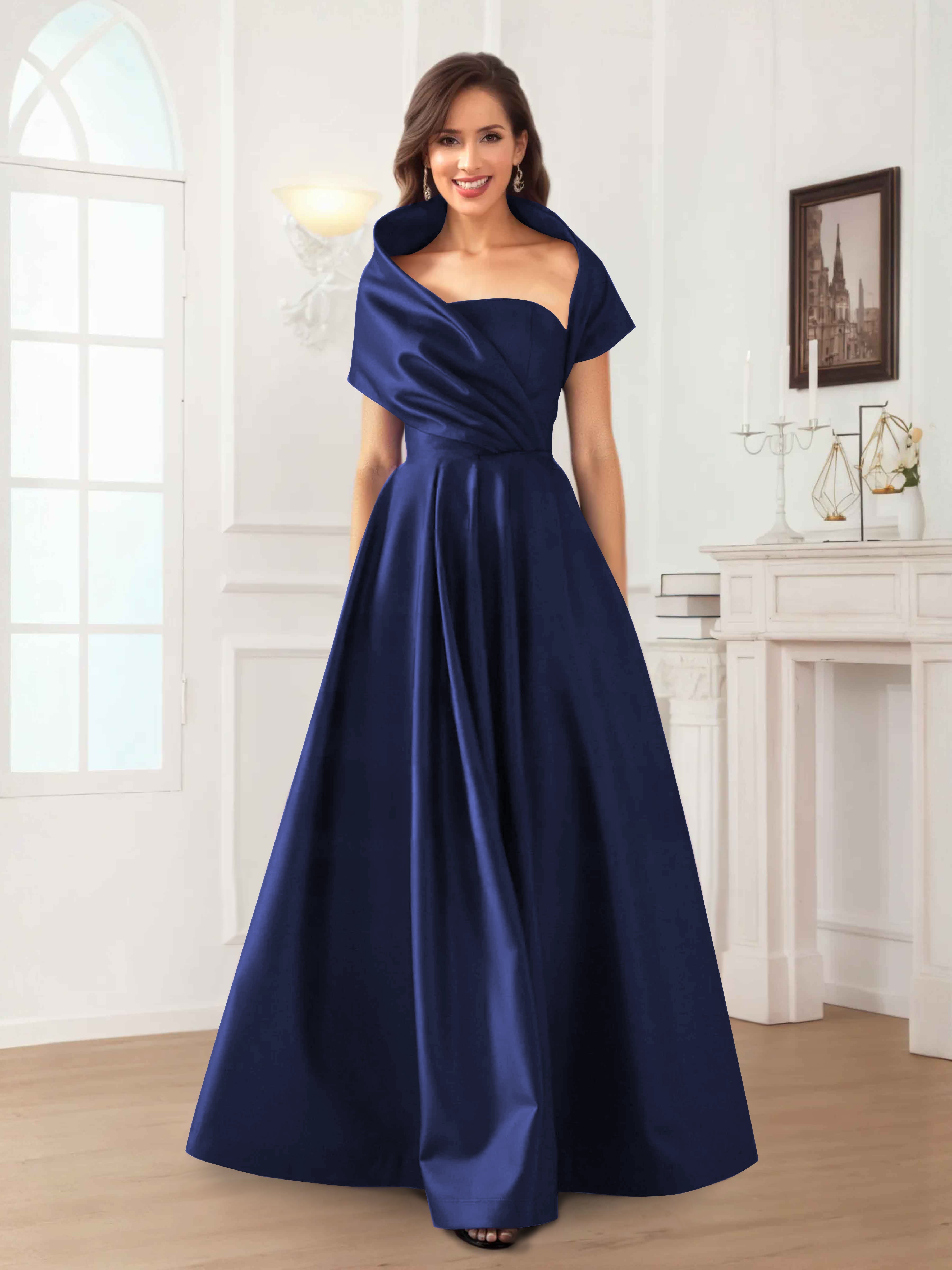 Valeska Romantic A-Line Floor Length Satin Mother Of The Bride Dresses