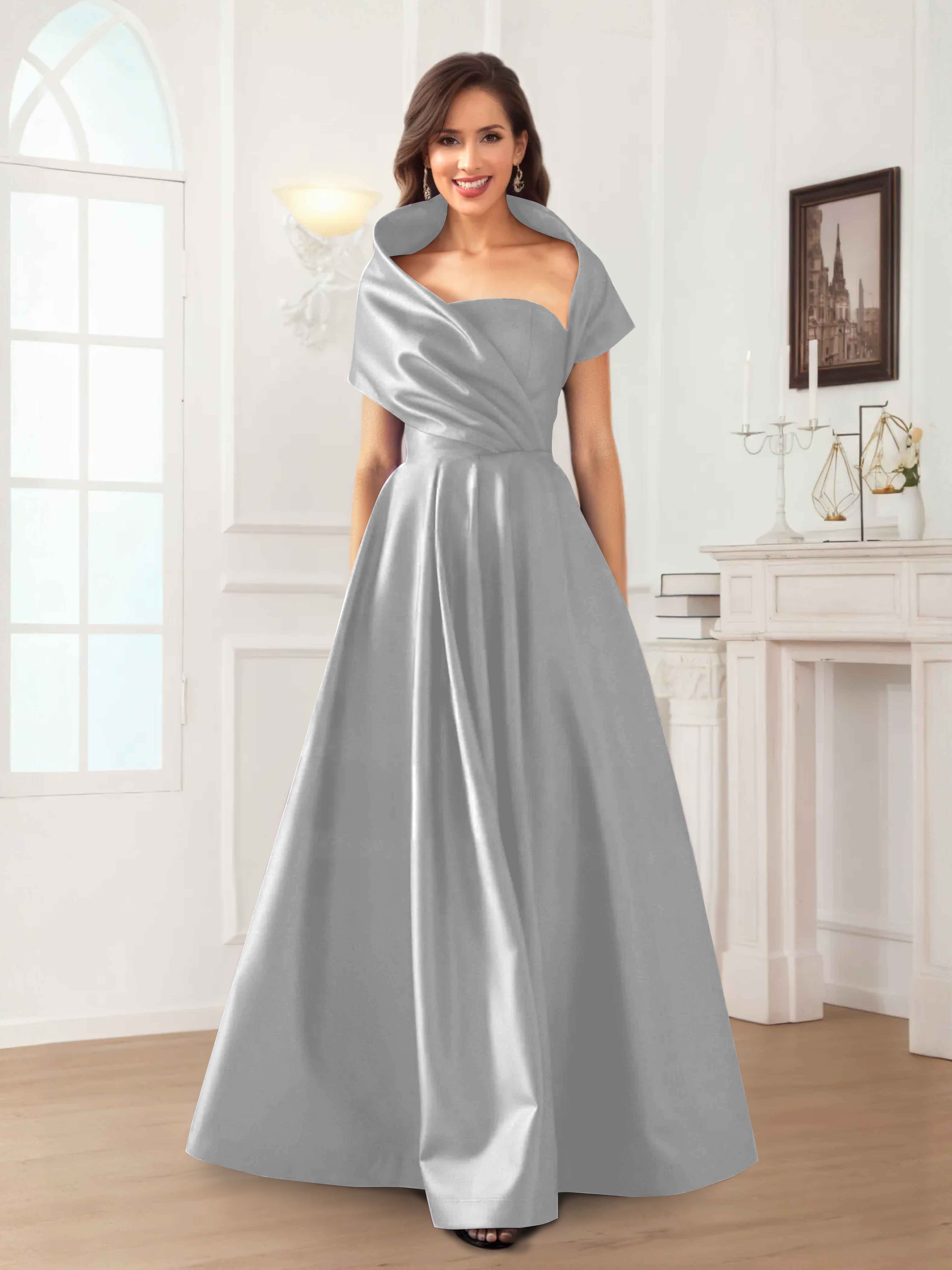 Valeska Romantic A-Line Floor Length Satin Mother Of The Bride Dresses