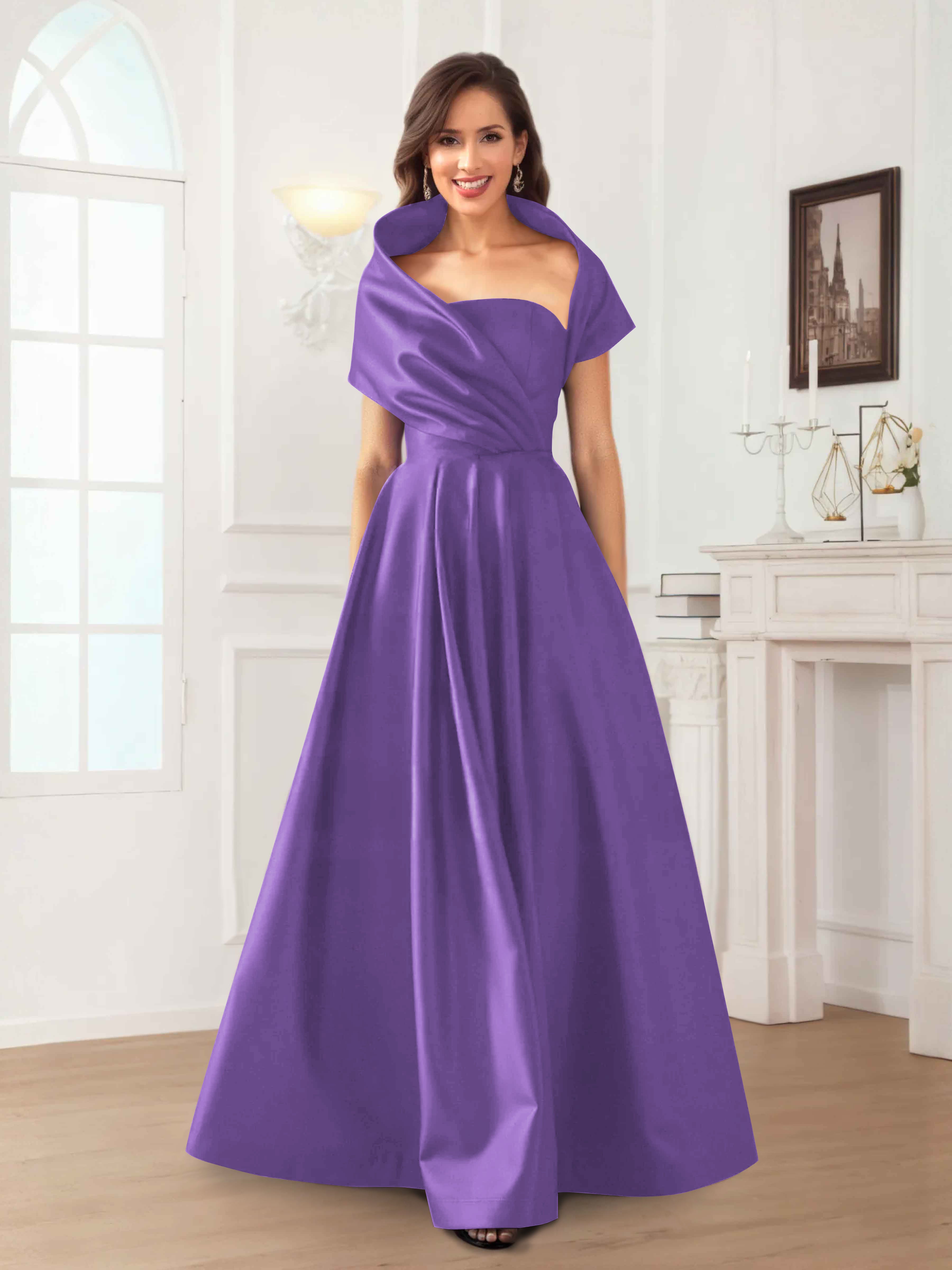 Valeska Romantic A-Line Floor Length Satin Mother Of The Bride Dresses
