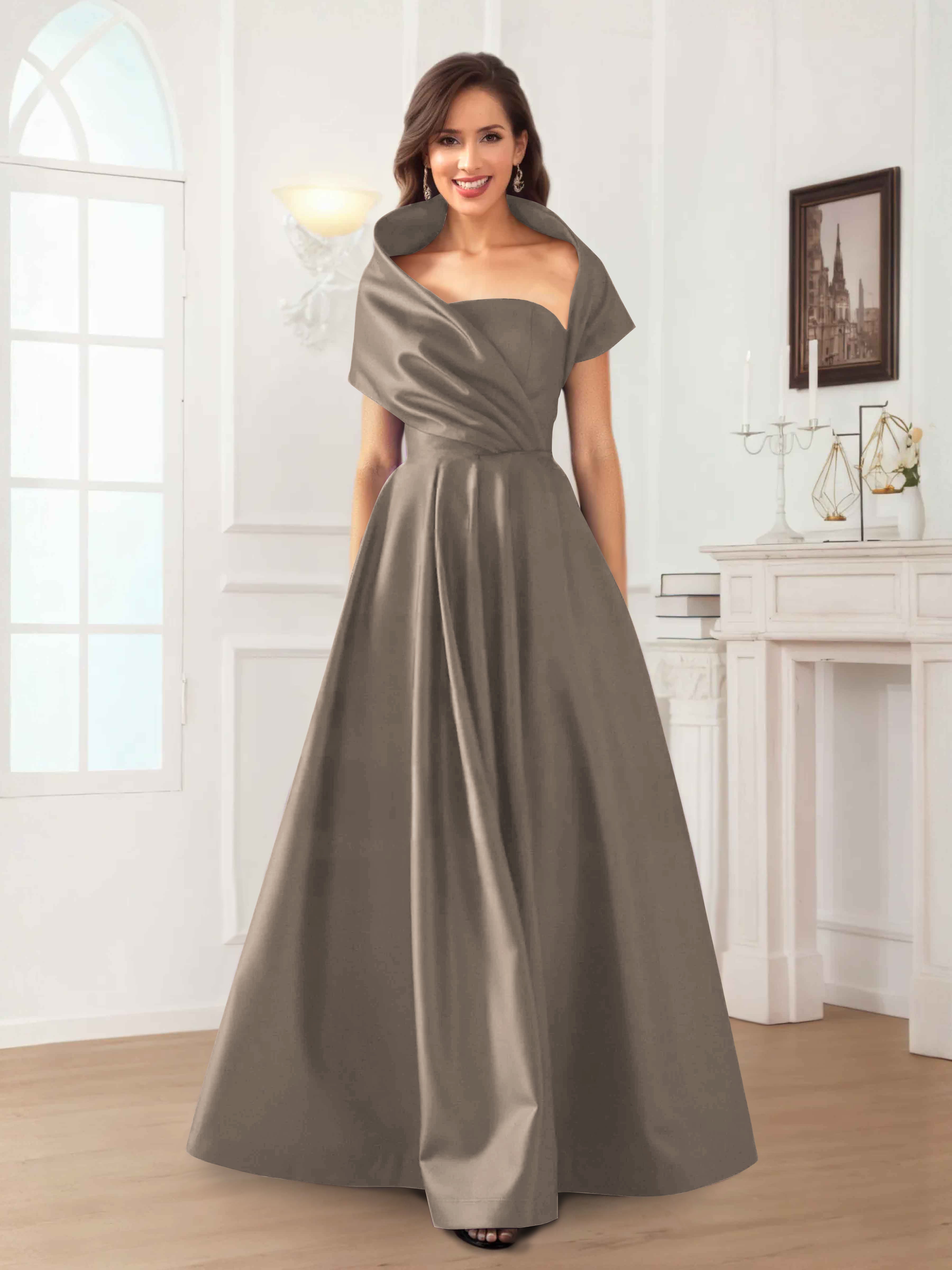 Valeska Romantic A-Line Floor Length Satin Mother Of The Bride Dresses