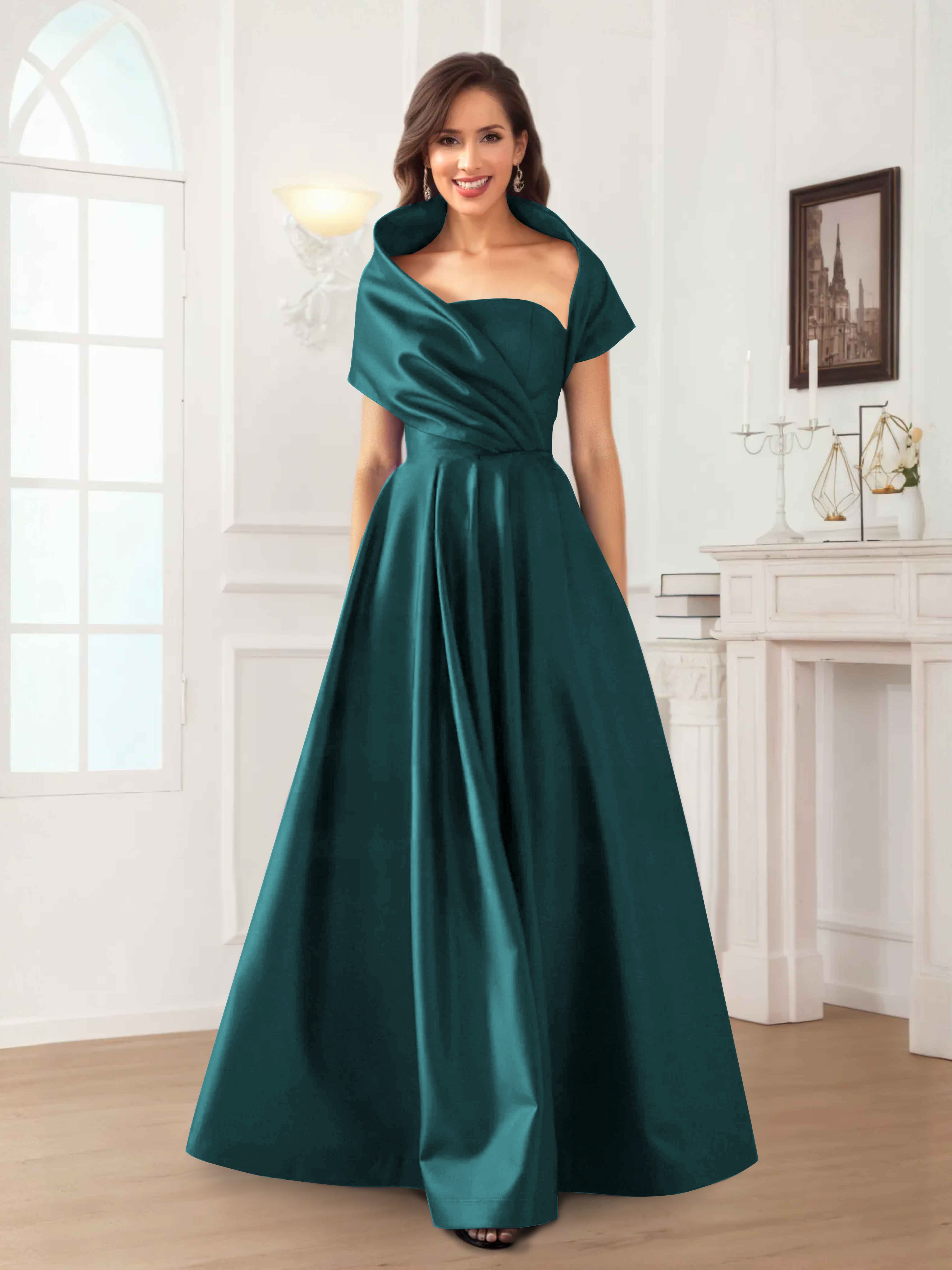 Valeska Romantic A-Line Floor Length Satin Mother Of The Bride Dresses