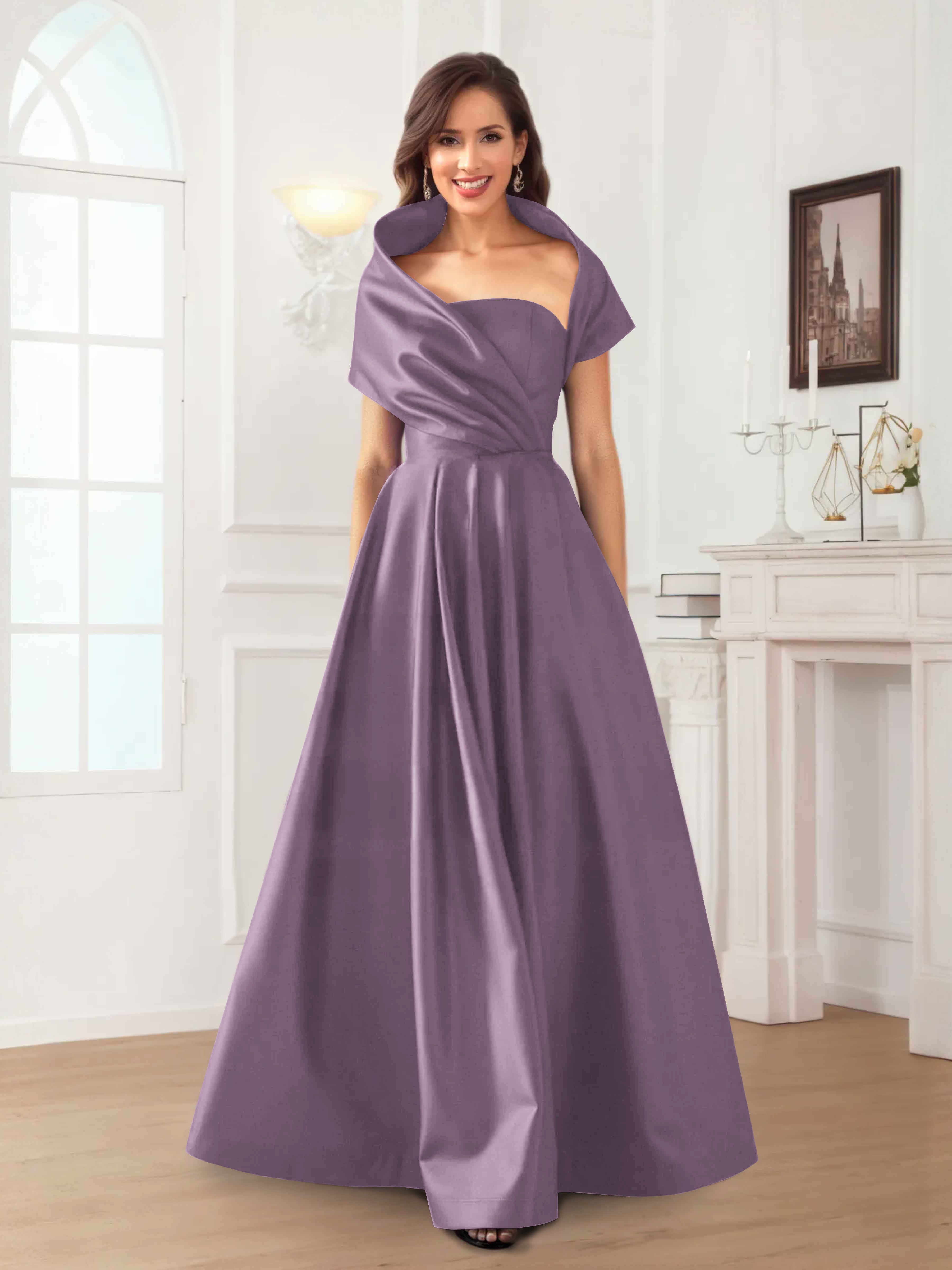 Valeska Romantic A-Line Floor Length Satin Mother Of The Bride Dresses