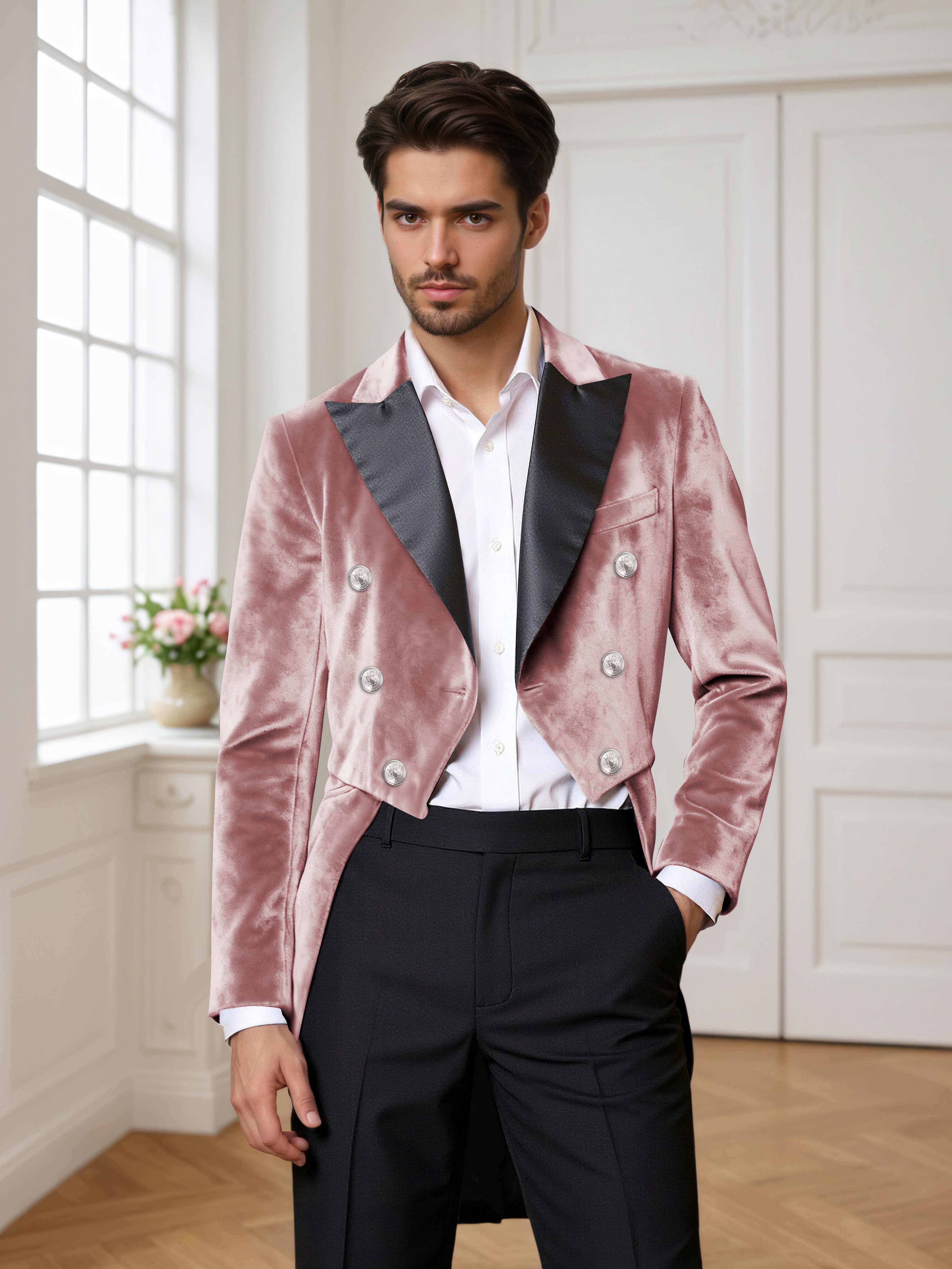Velvet Peak Lapel Men's Tailcoat 2 Pieces Suit for Evening & Ceremonial Events