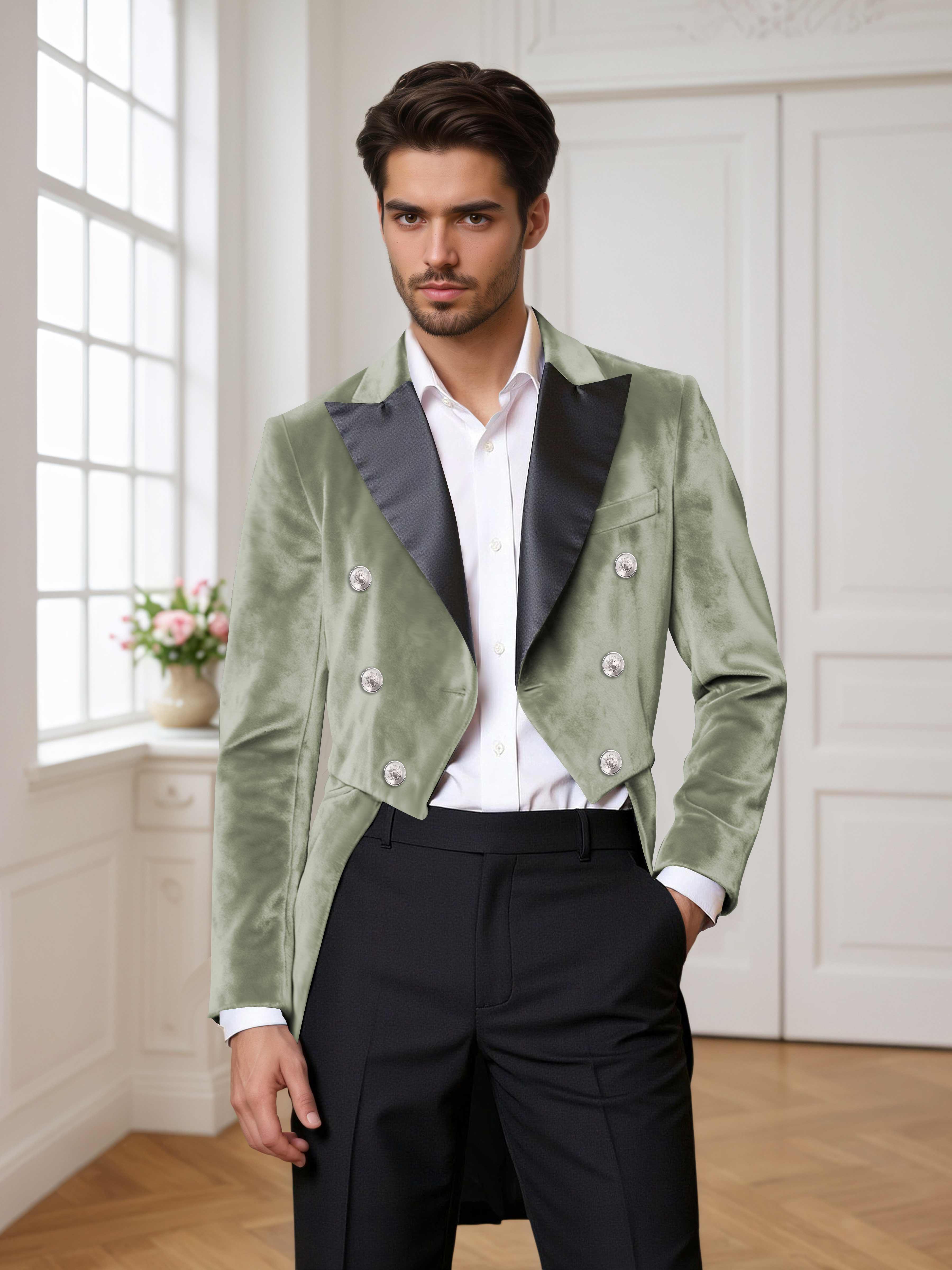 Velvet Peak Lapel Men's Tailcoat 2 Pieces Suit for Evening & Ceremonial Events