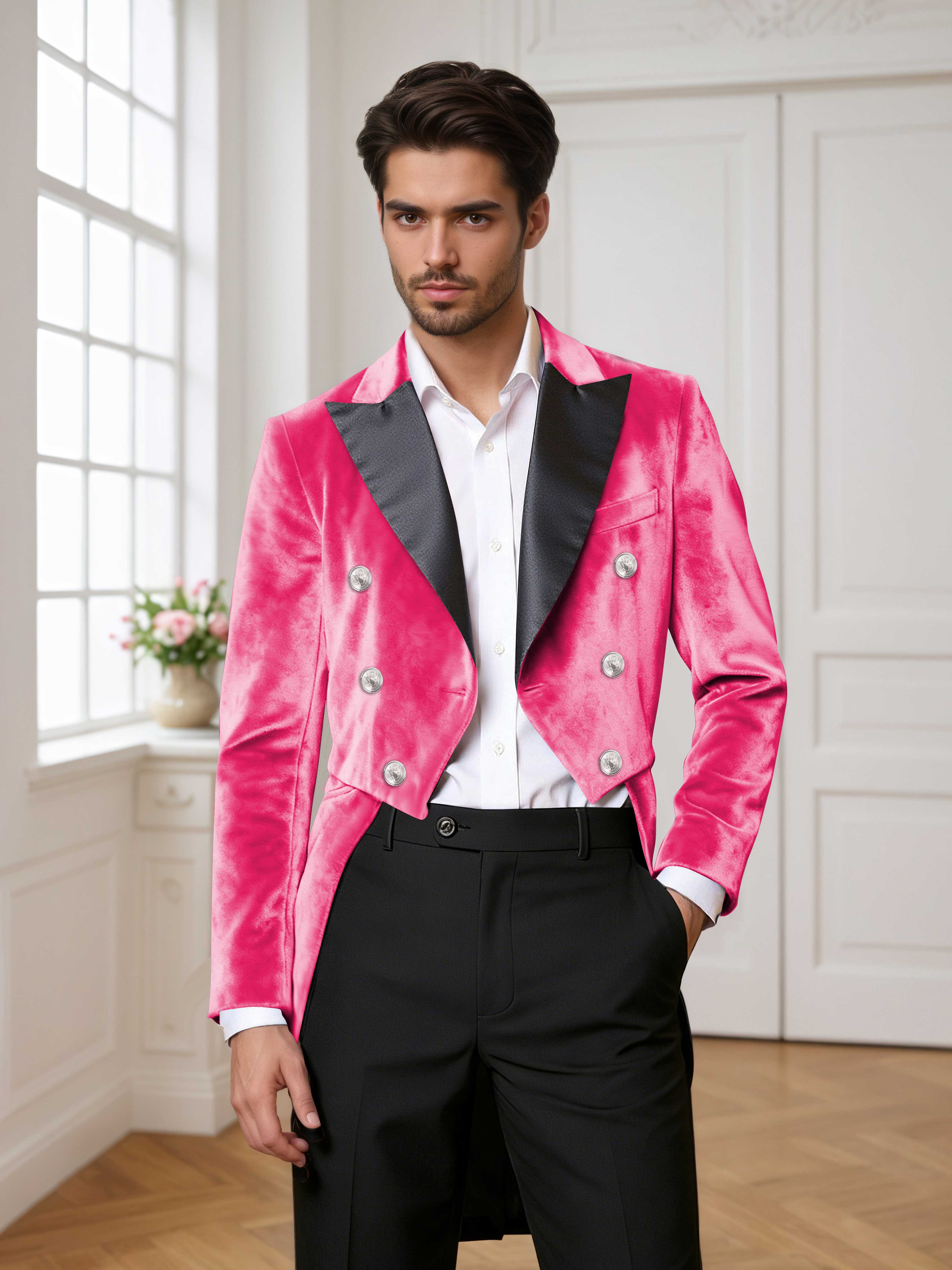 Velvet Peak Lapel Men's Tailcoat 2 Pieces Suit for Evening & Ceremonial Events
