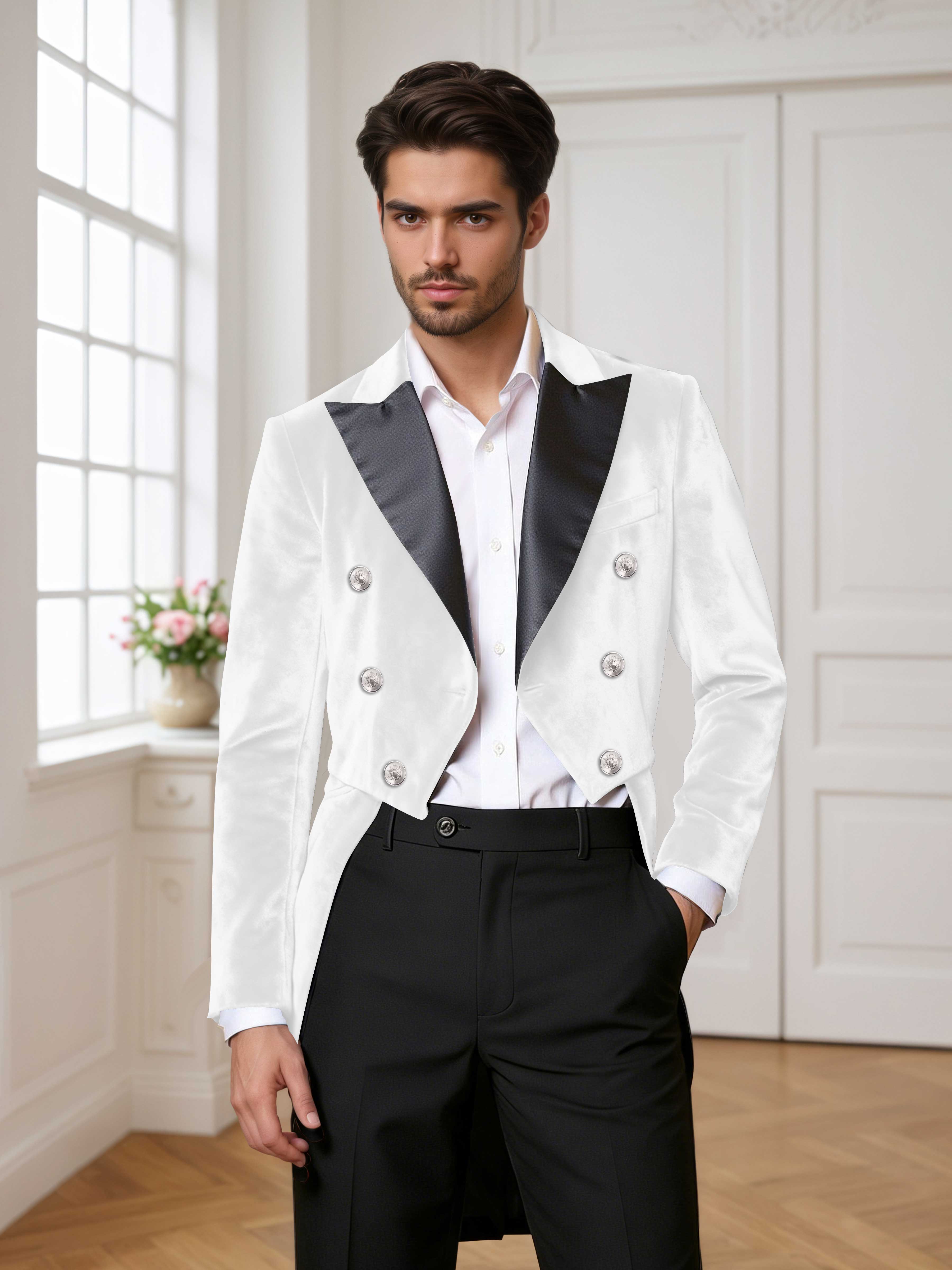 Velvet Peak Lapel Men's Tailcoat 2 Pieces Suit for Evening & Ceremonial Events