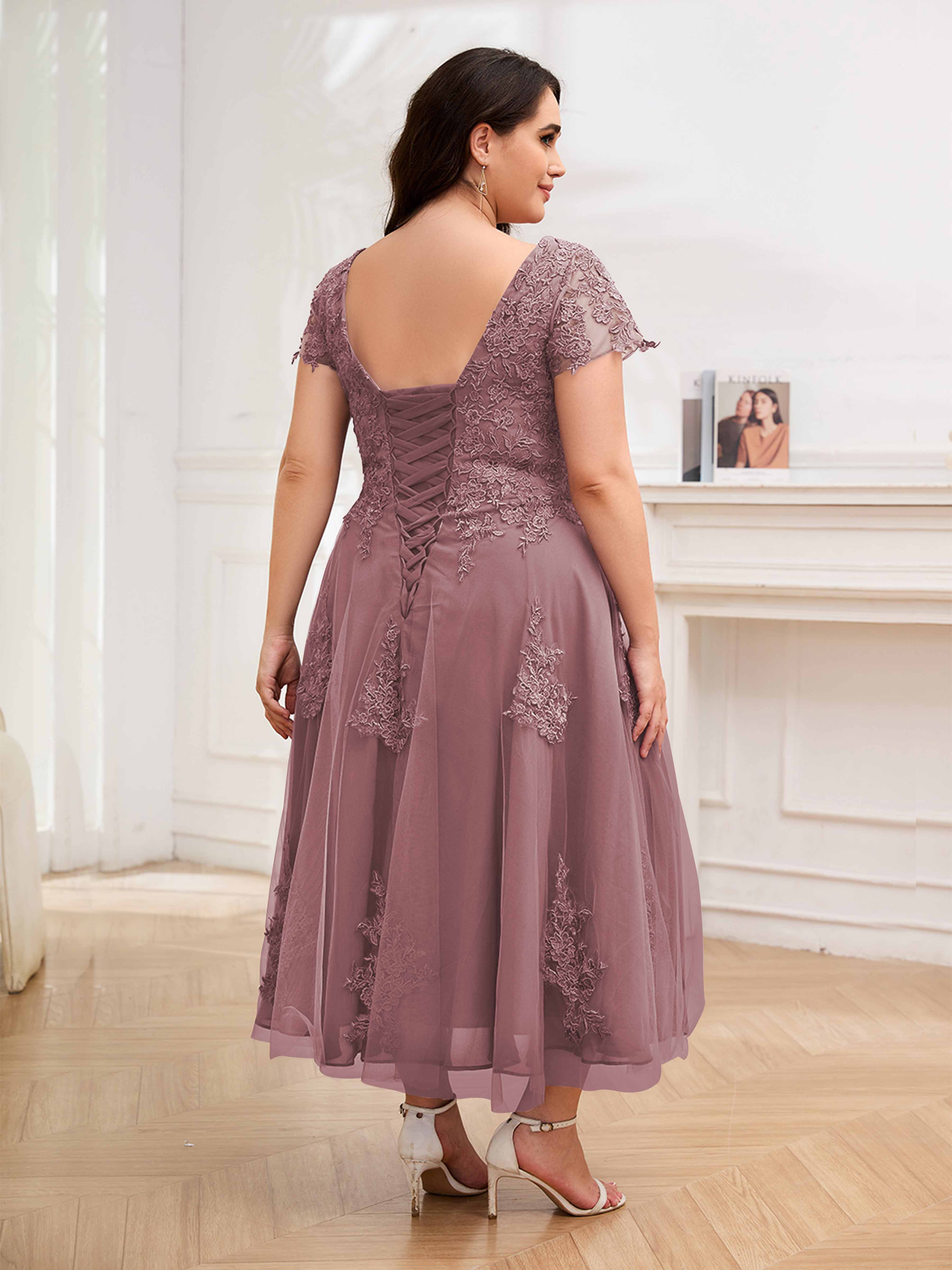 Aline plus size mother of the bride dresses tea length online