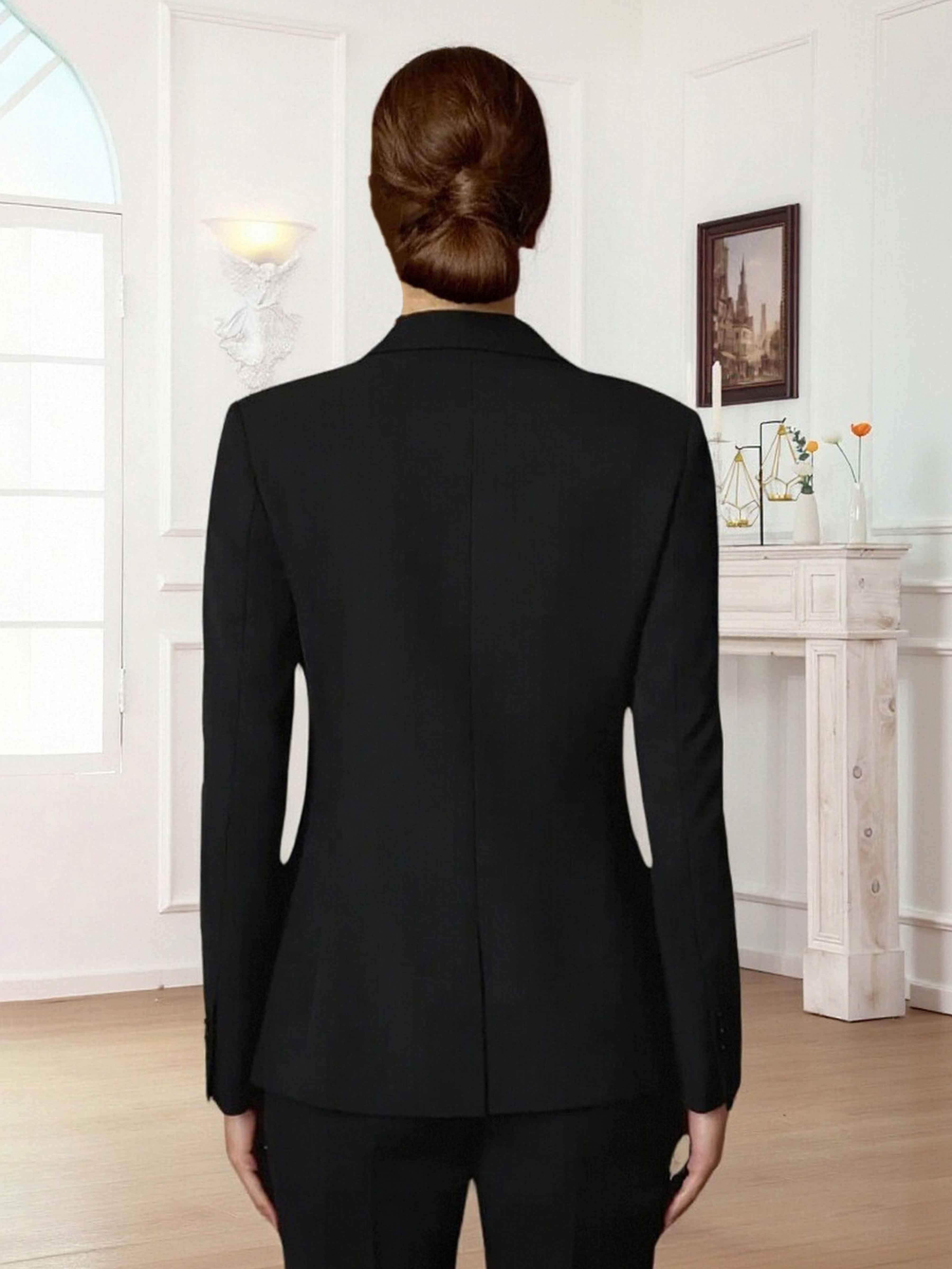 Slim Fit Women's Notch Lapel One Button Suit Jacket