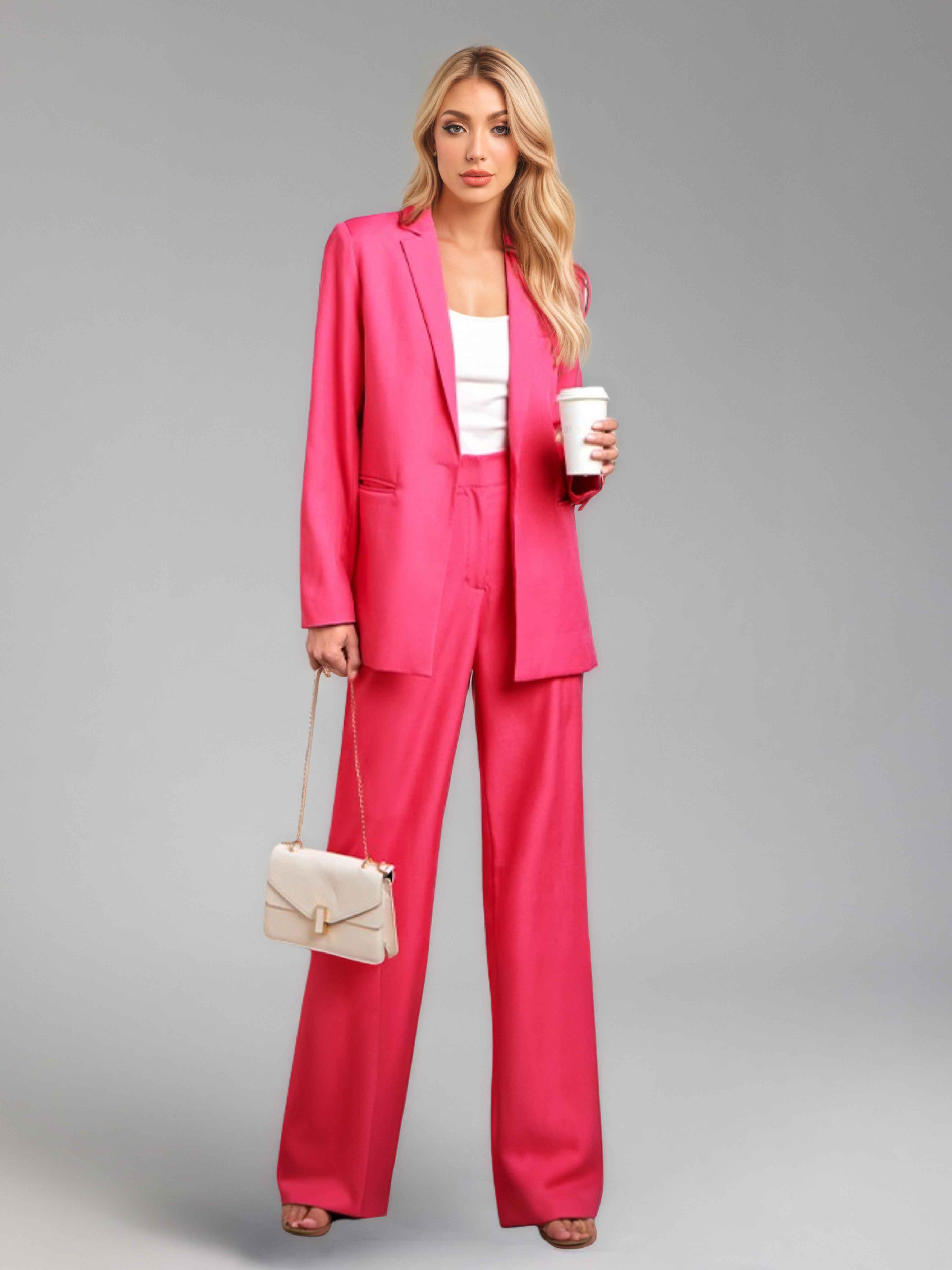 Bold Women's 2 Pieces Notch Lapel One Button Casual Suit