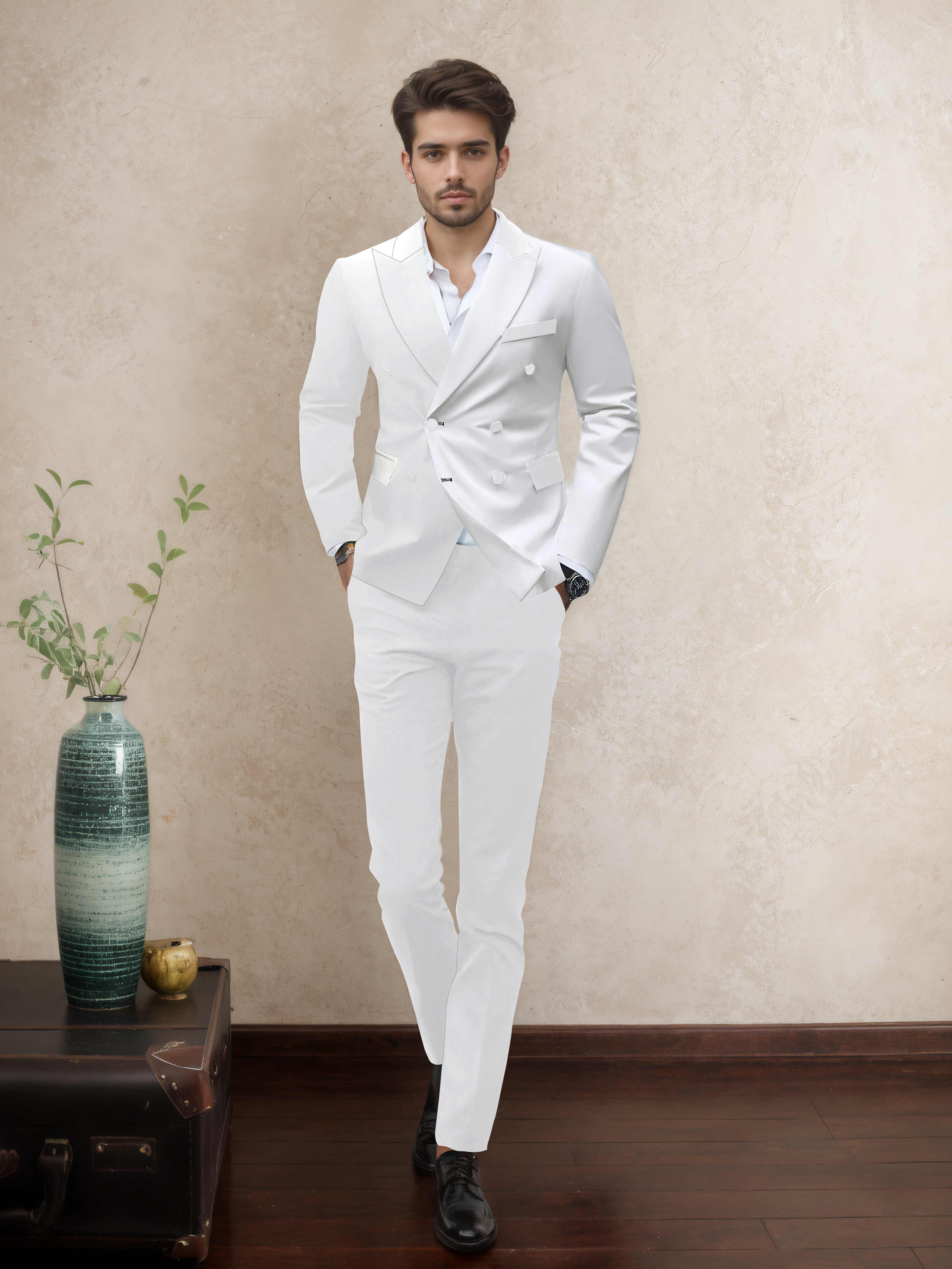 Sophisticated 2 Pieces Men’s Evening Suit Tailored Fit Double Breasted