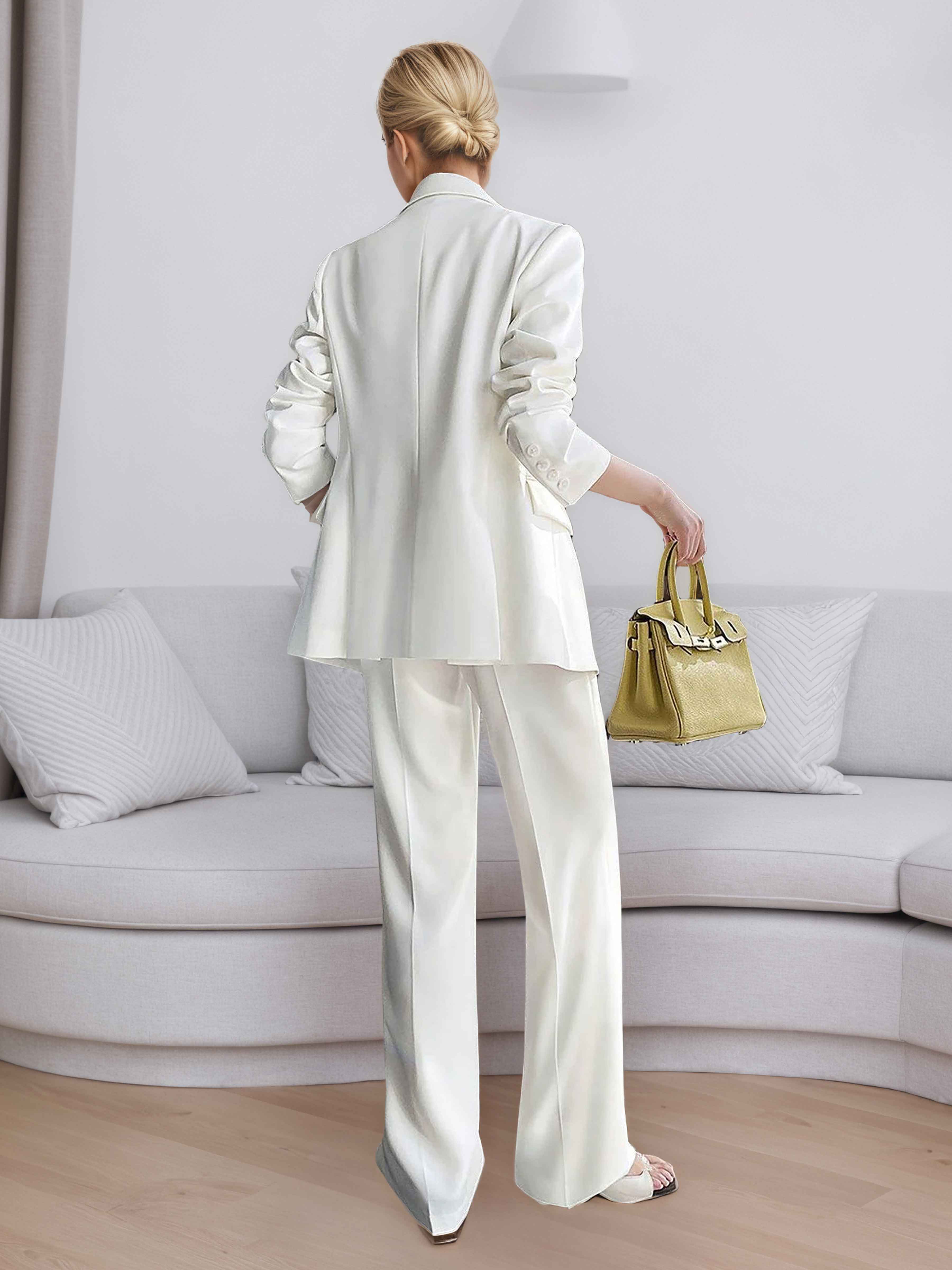 Women's 2 Pieces Double Breasted Wedding Blazer and Pants Suit Set UK