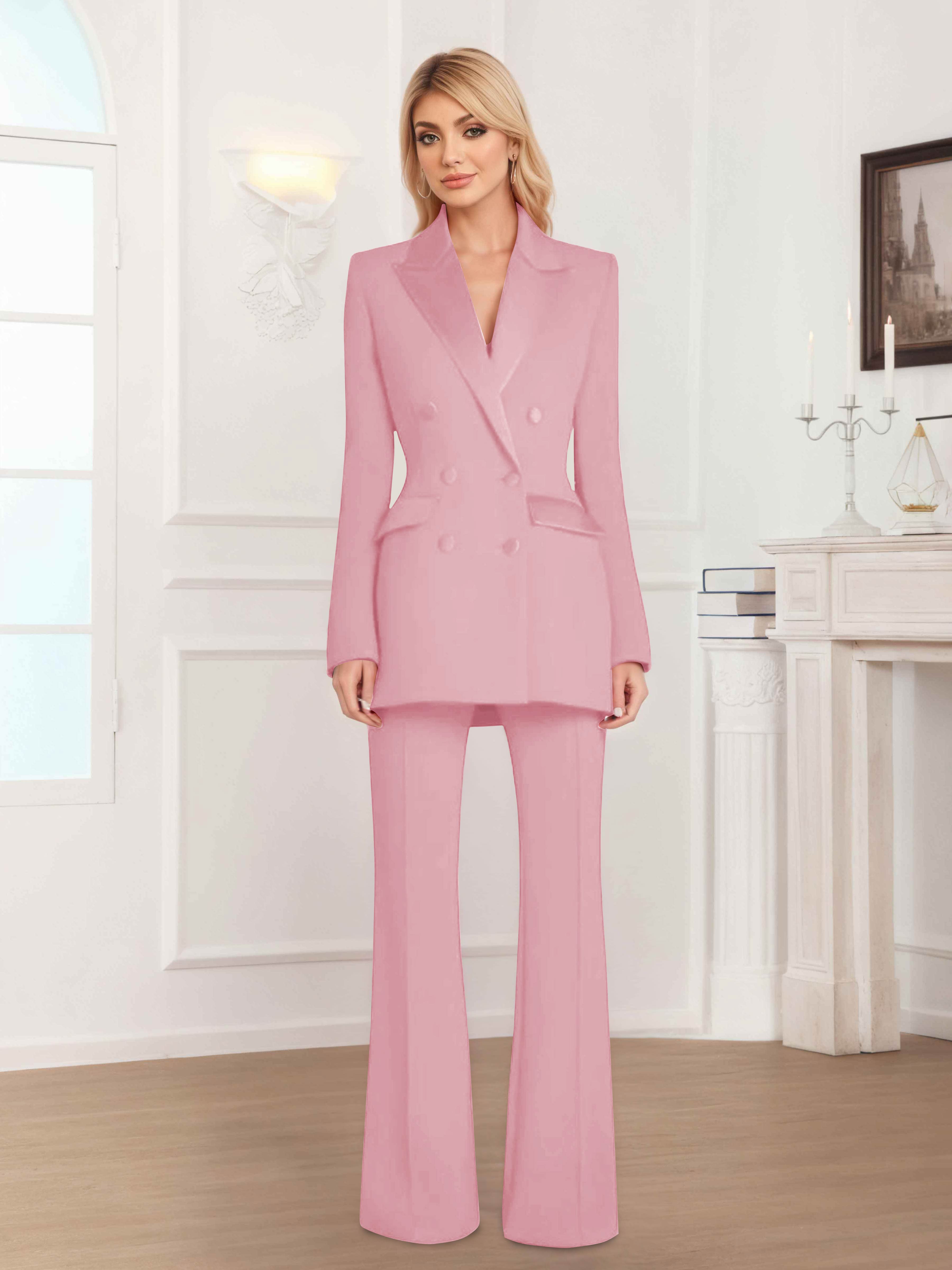 Women's 2 Pieces Notch Lapel Double Breasted Suit Set UK