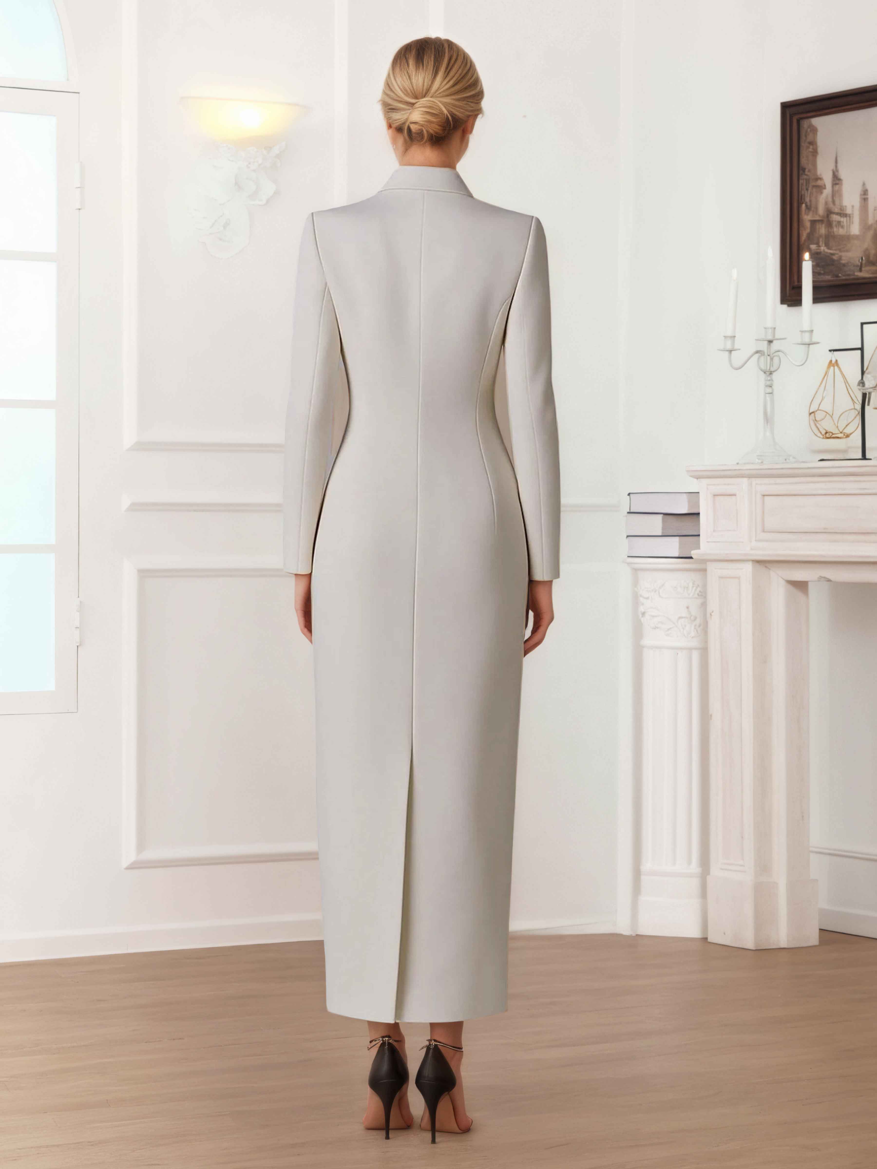 Women's Notch Lapel Double Breasted Sheath Ankle Length Formal Suit UK