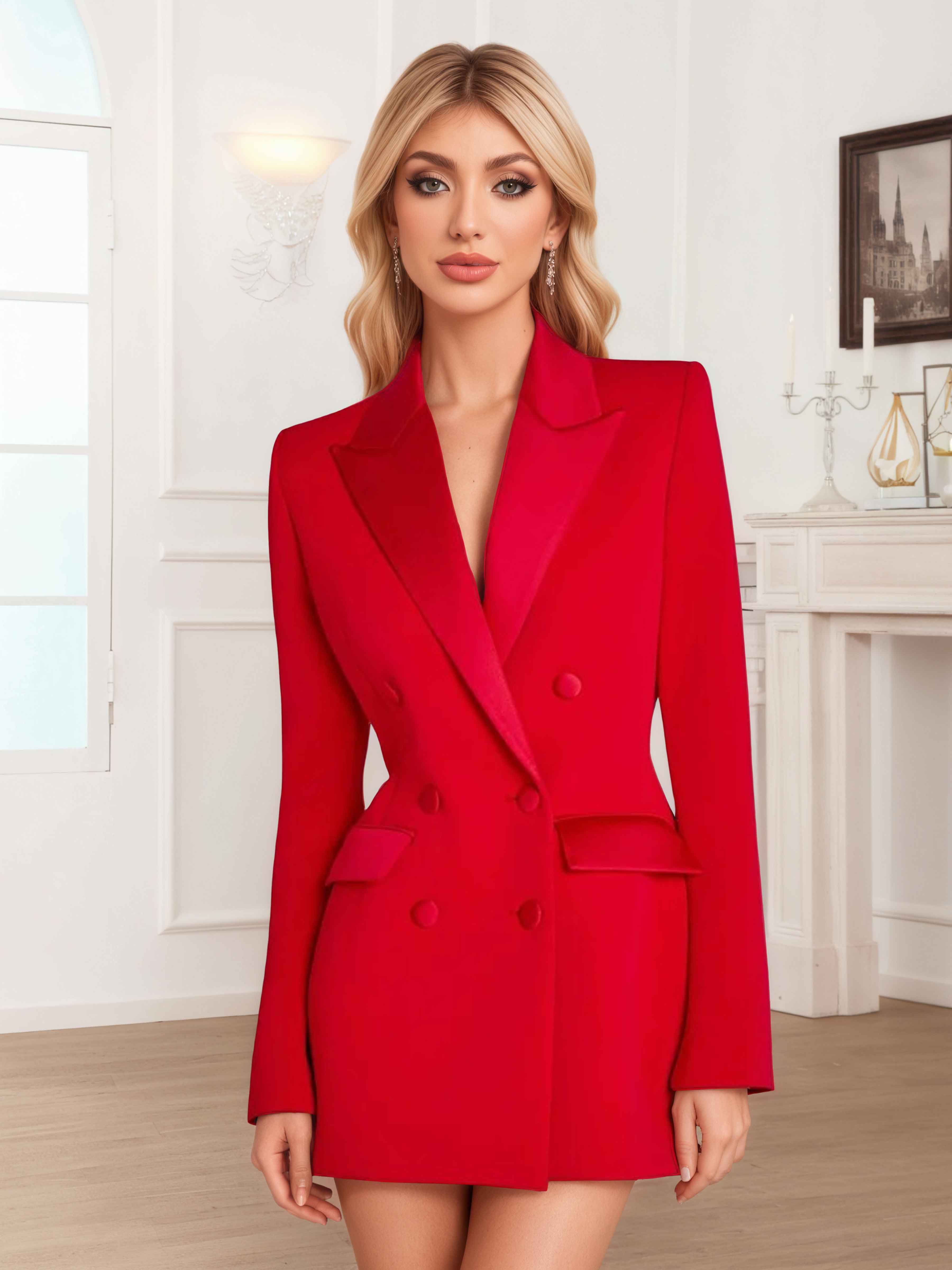 Women's 2 Pieces Notch Lapel Double Breasted Suit Set UK