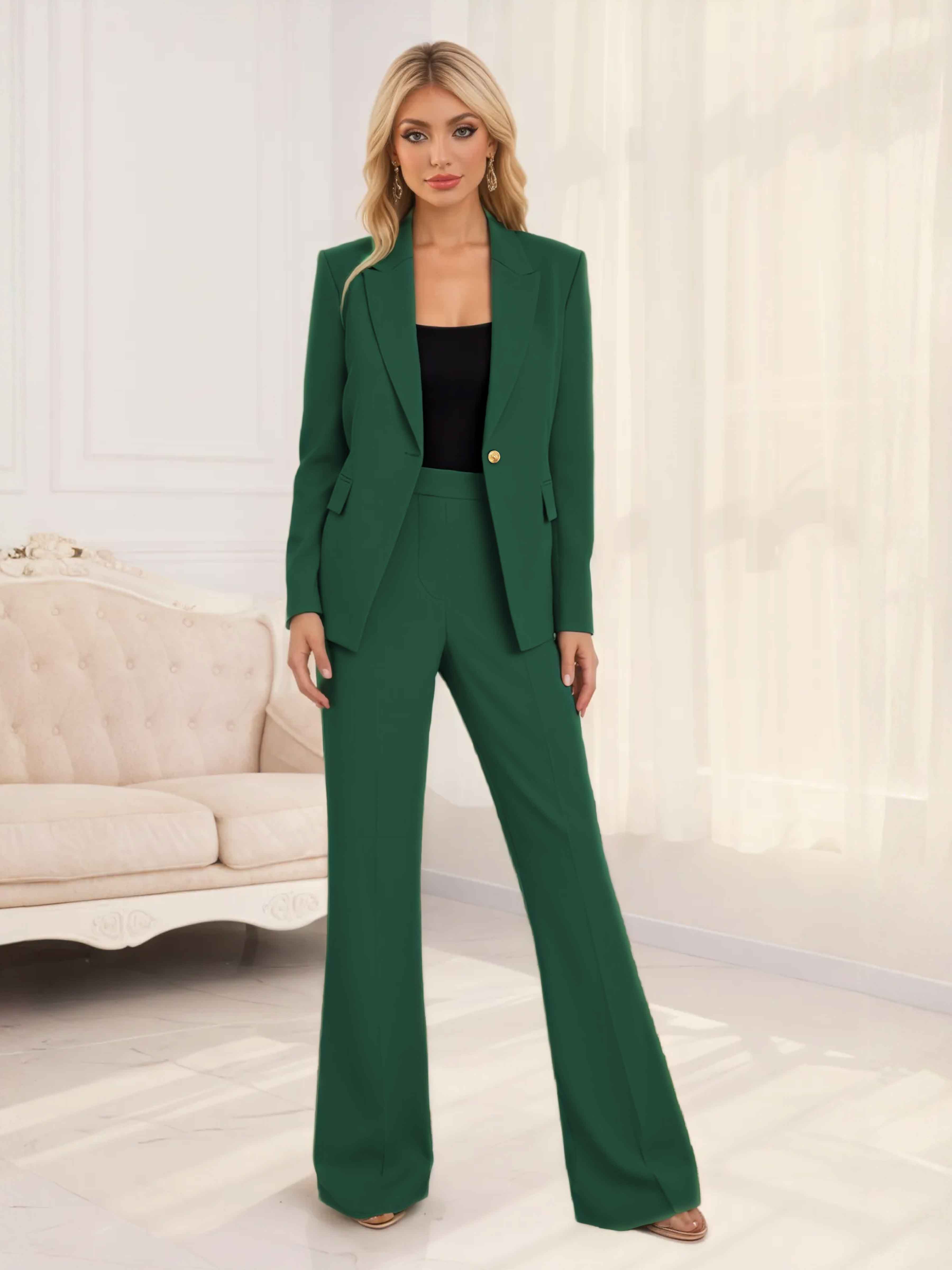 Women's Notched Lapel One Button 2 Pieces Suits UK