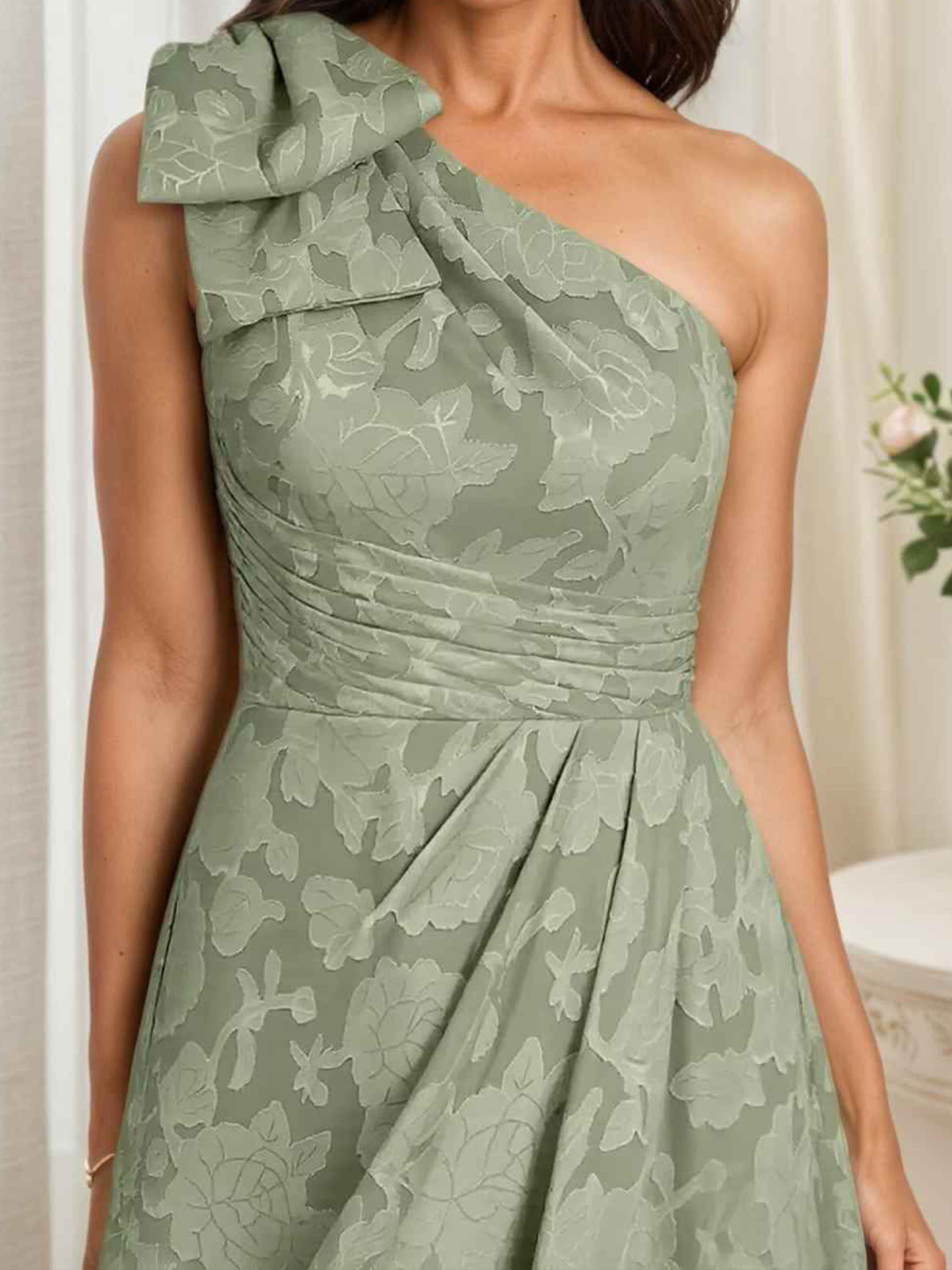 Zelene Stylish One Shoulder Slit Long Floral Lace Mother of the Bride Dresses