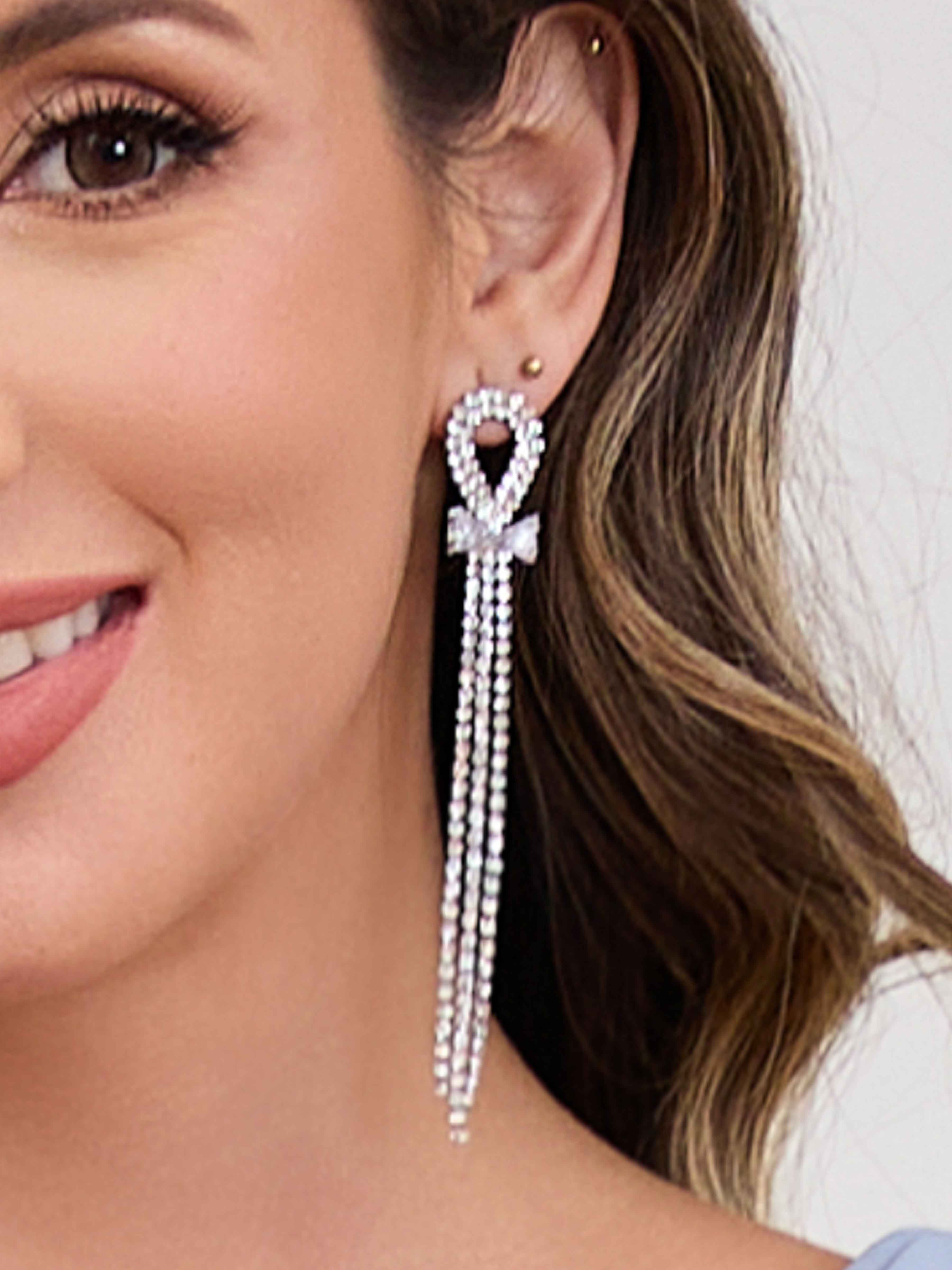 Stunning Rhinestone Long Tassel Earrings