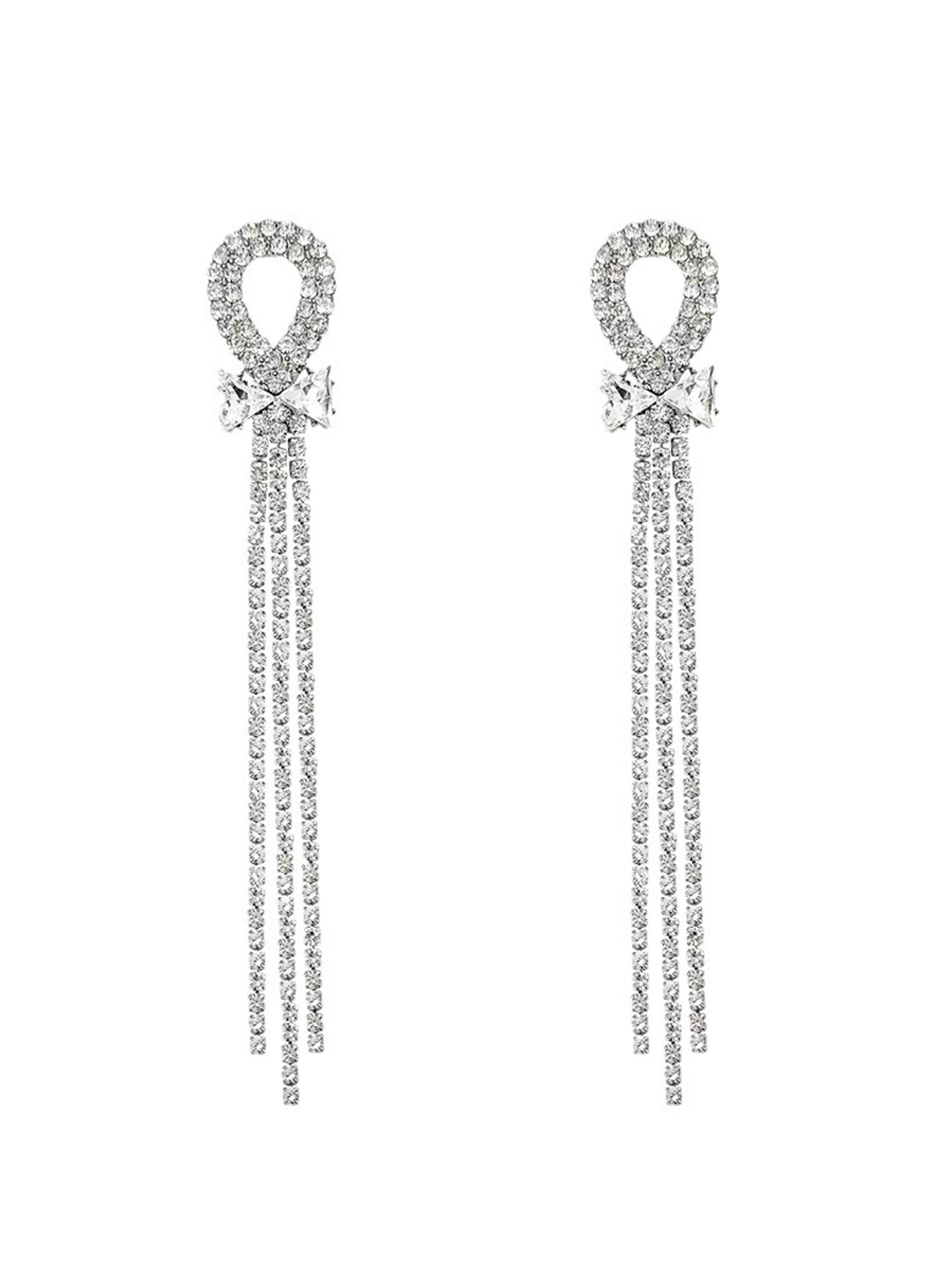 Stunning Rhinestone Long Tassel Earrings