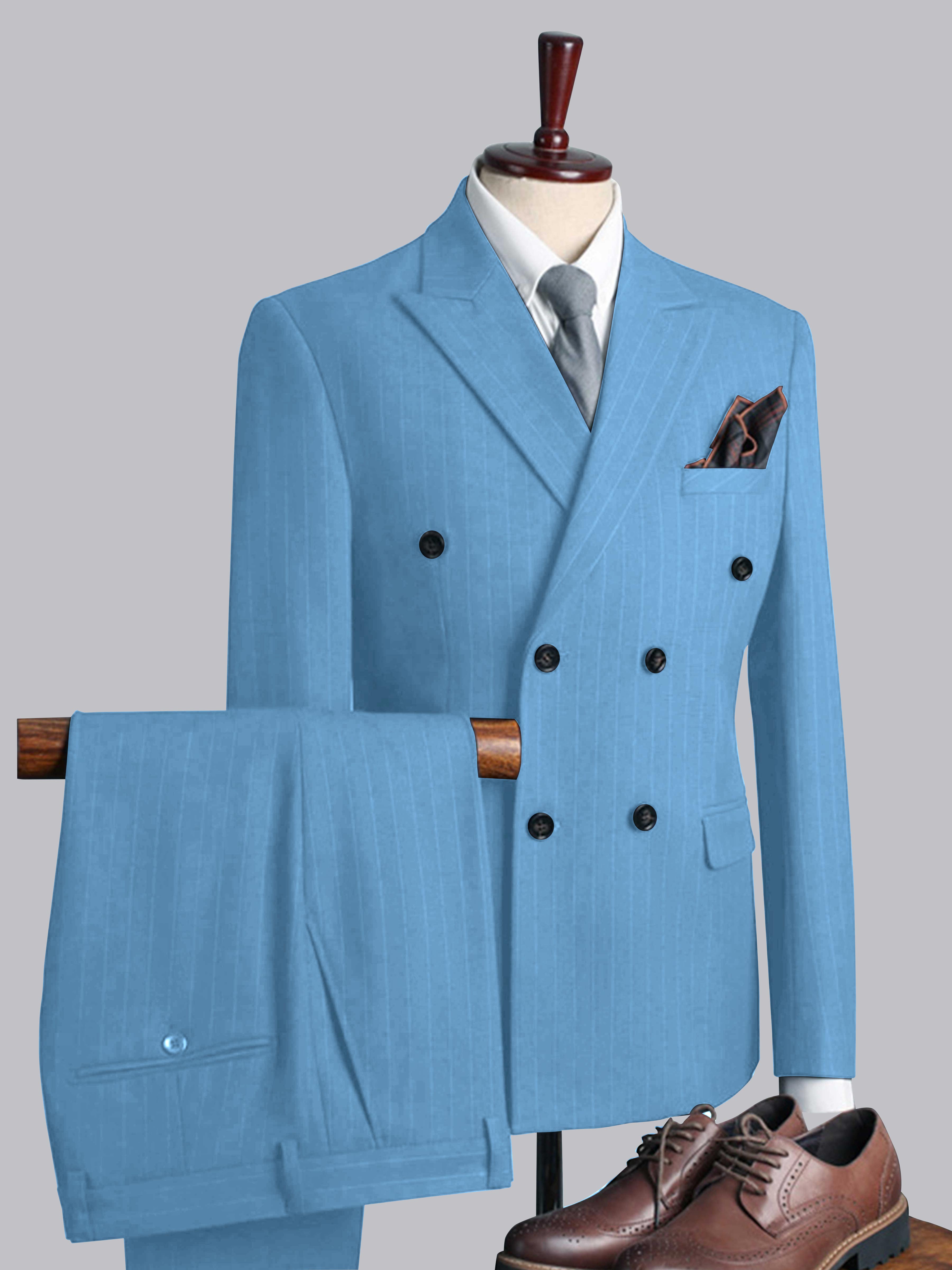 Men's Casual Double Breasted Solid Color 3 Pieces Wedding Suits