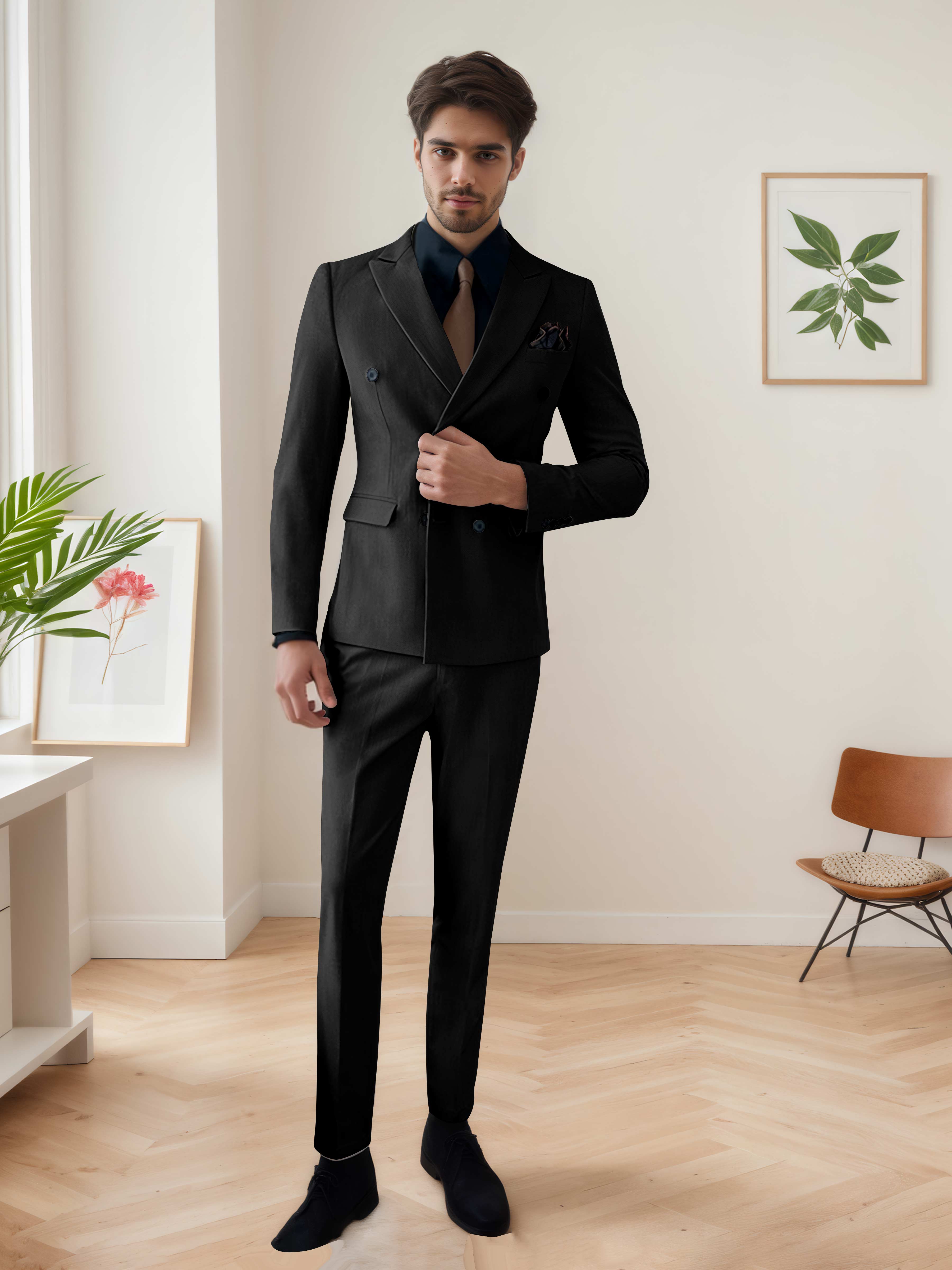 Men's Chic Double Breasted 3 Pieces Wedding Suits UK