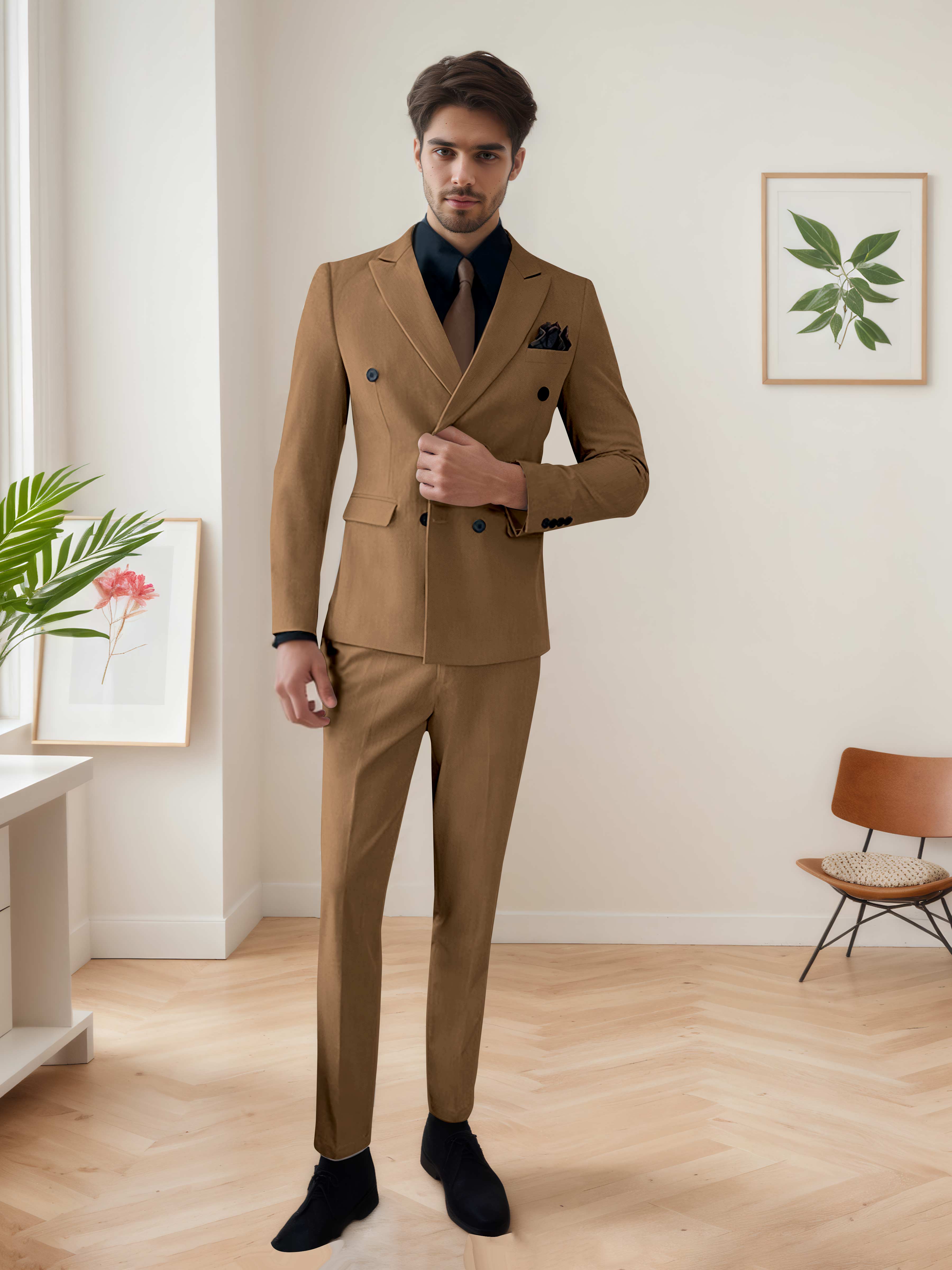 Men's Chic Double Breasted 3 Pieces Wedding Suits UK