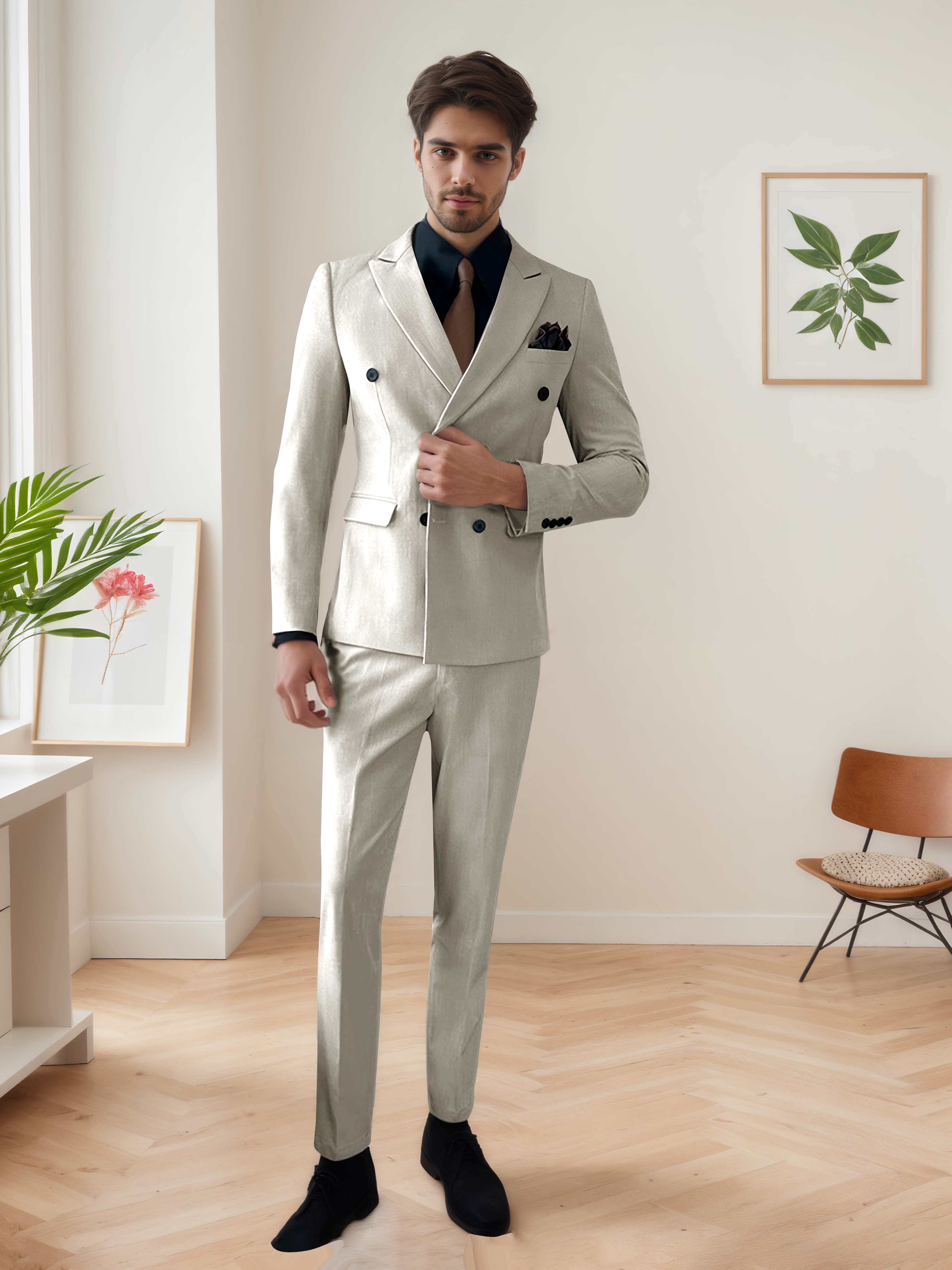 Men's Chic Double Breasted 3 Pieces Wedding Suits UK