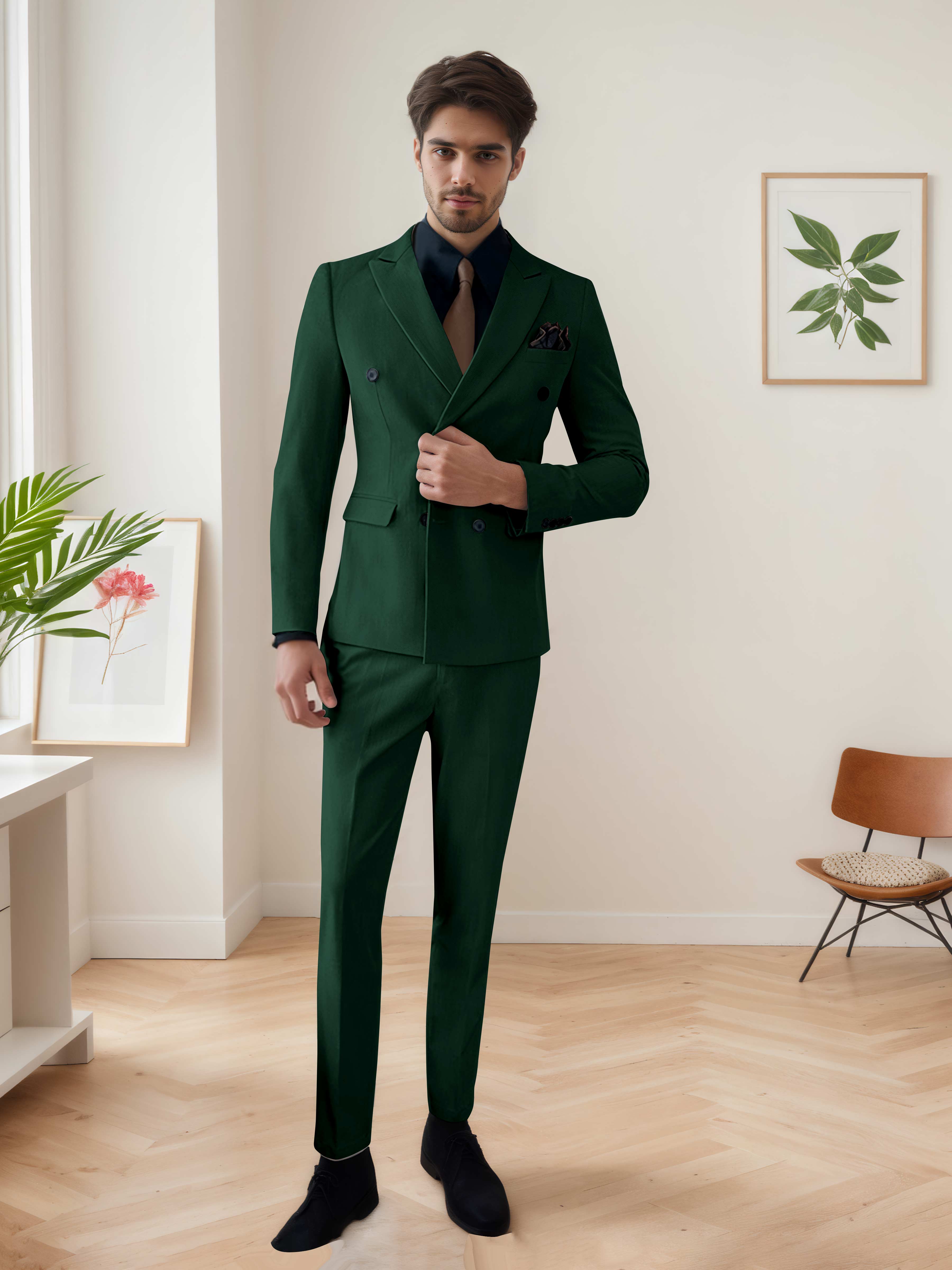 Men's Chic Double Breasted 3 Pieces Wedding Suits UK
