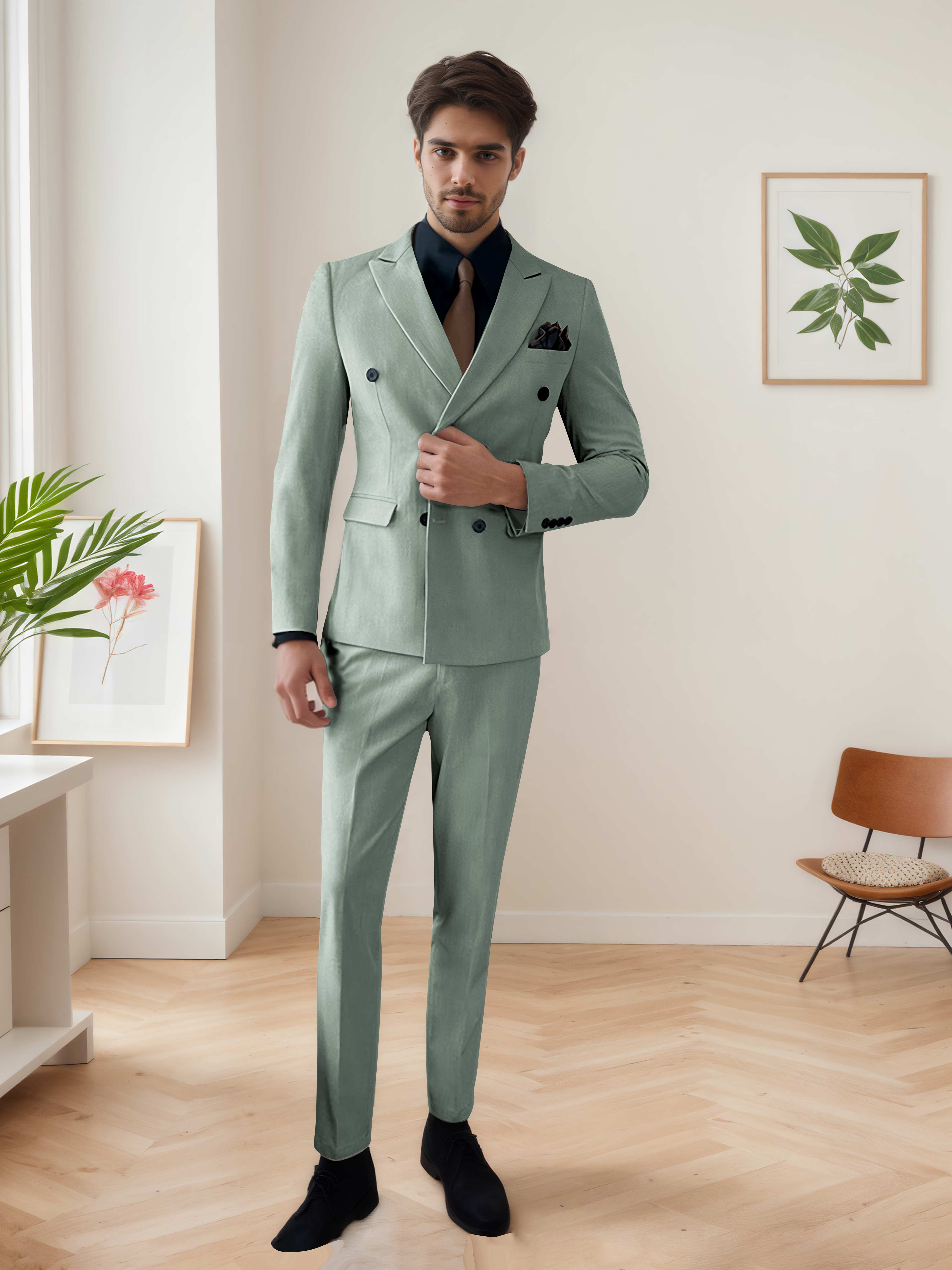 Men's Chic Double Breasted 3 Pieces Wedding Suits UK