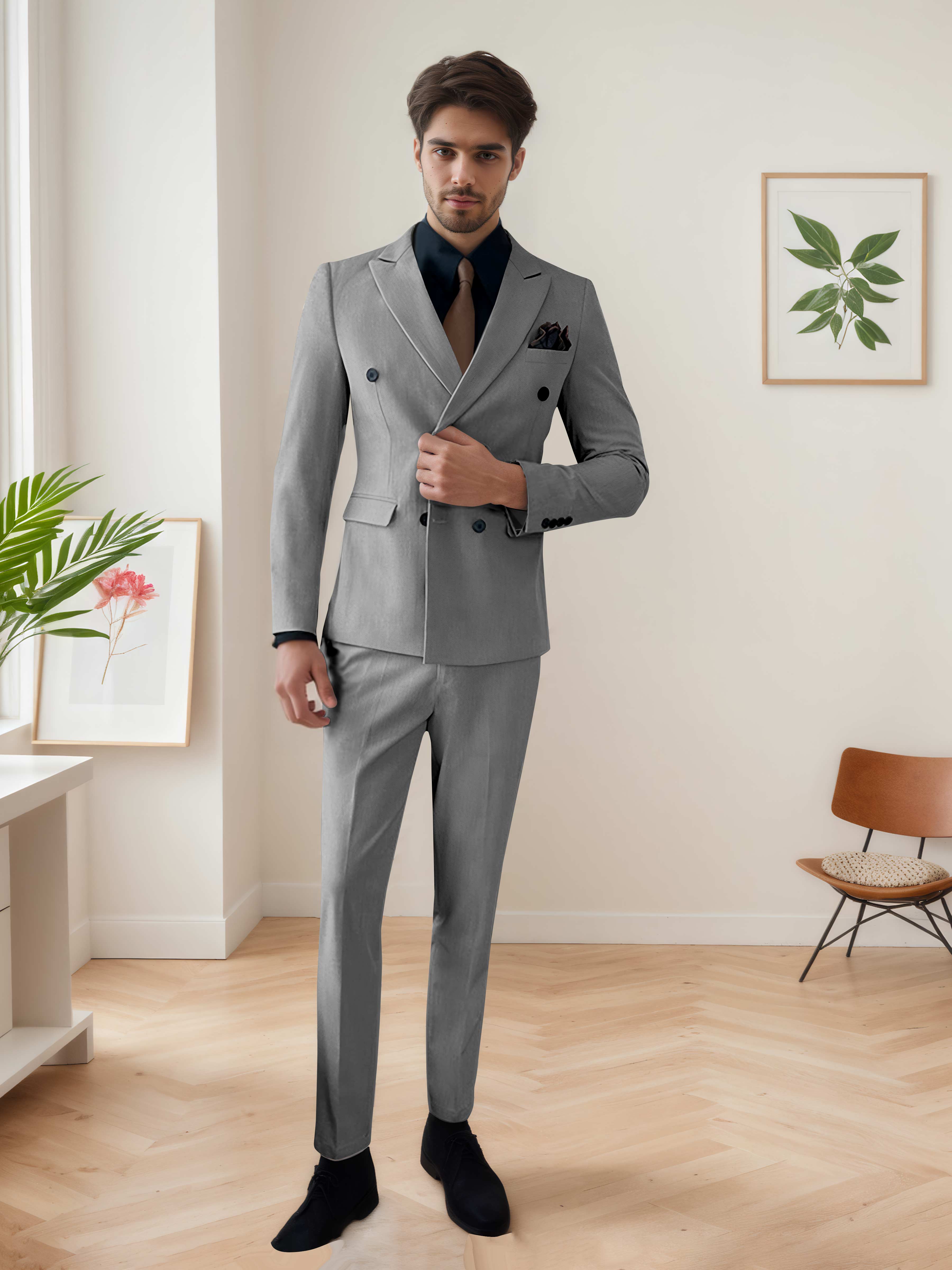 Men's Chic Double Breasted 3 Pieces Wedding Suits UK
