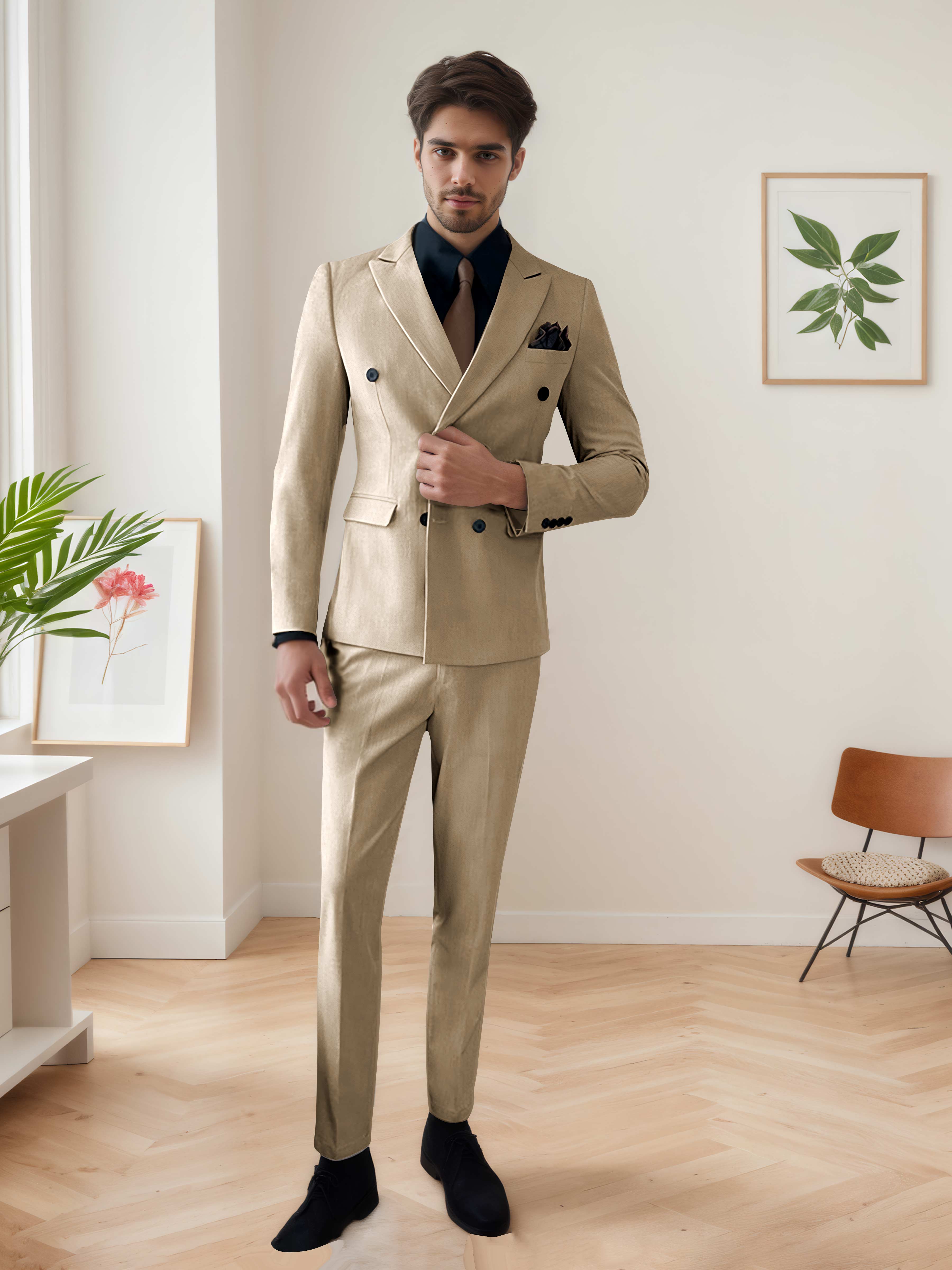 Men's Chic Double Breasted 3 Pieces Wedding Suits UK