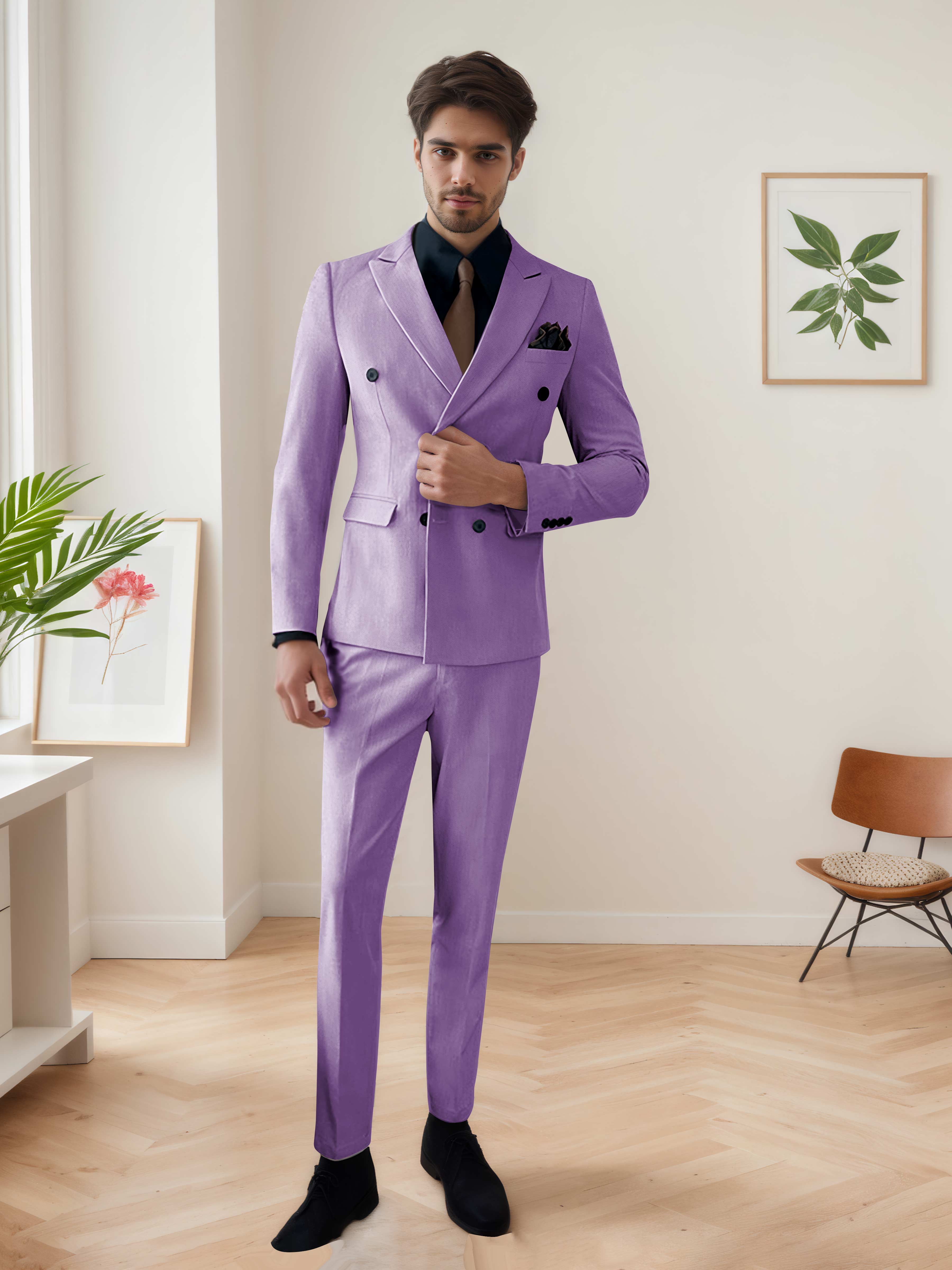 Men's Chic Double Breasted 3 Pieces Wedding Suits UK