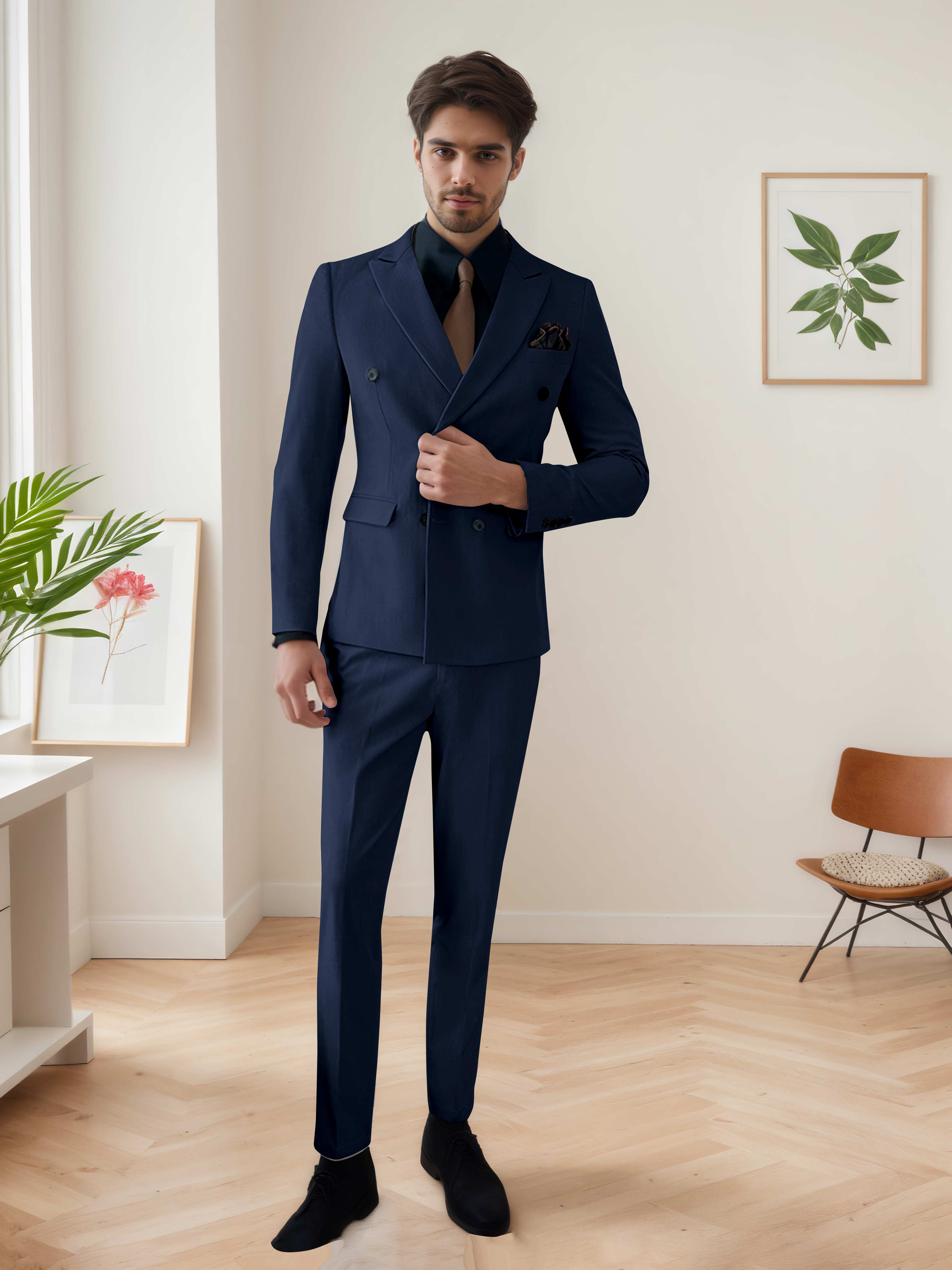 Men's Chic Double Breasted 3 Pieces Wedding Suits UK