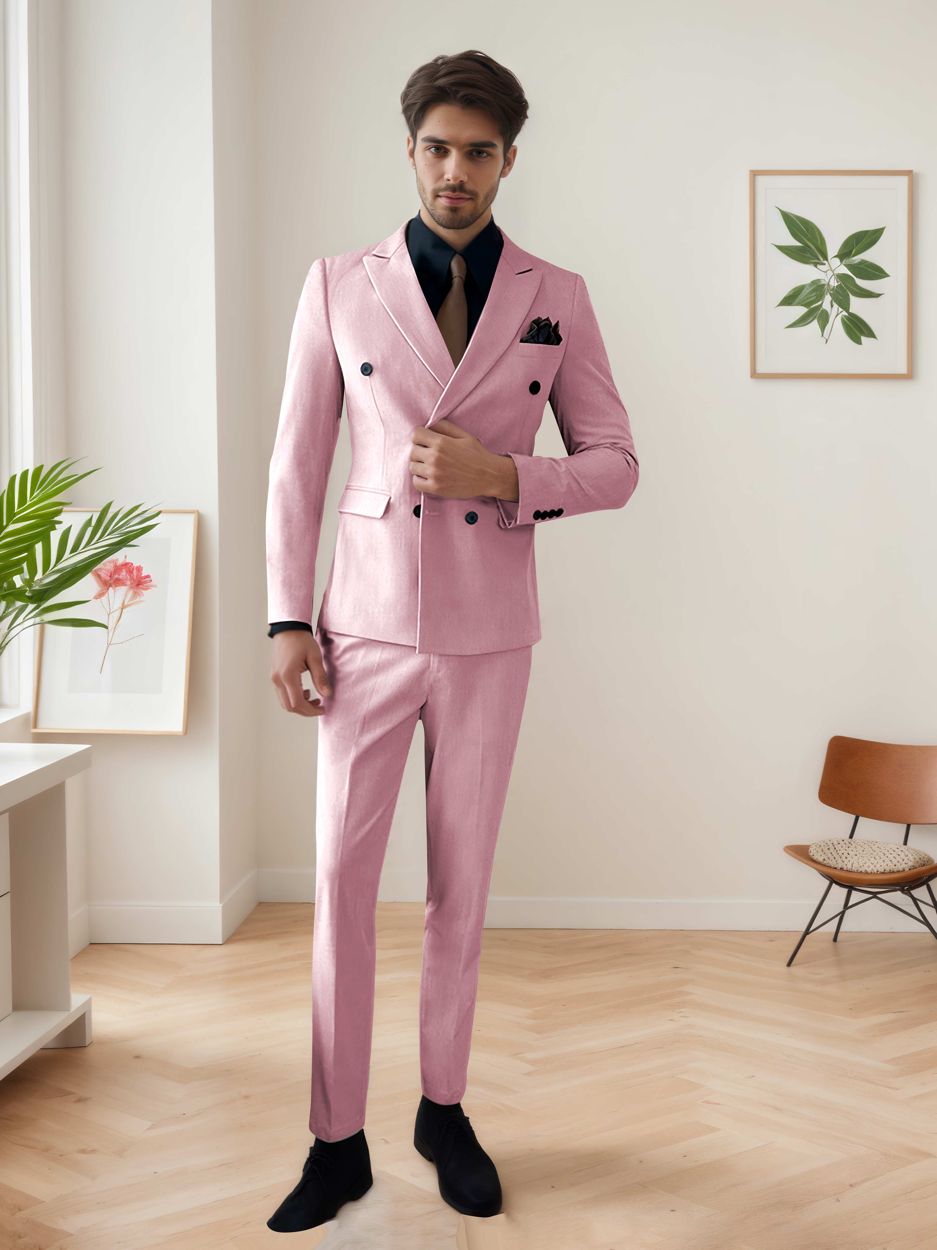 Men's Chic Double Breasted 3 Pieces Wedding Suits UK
