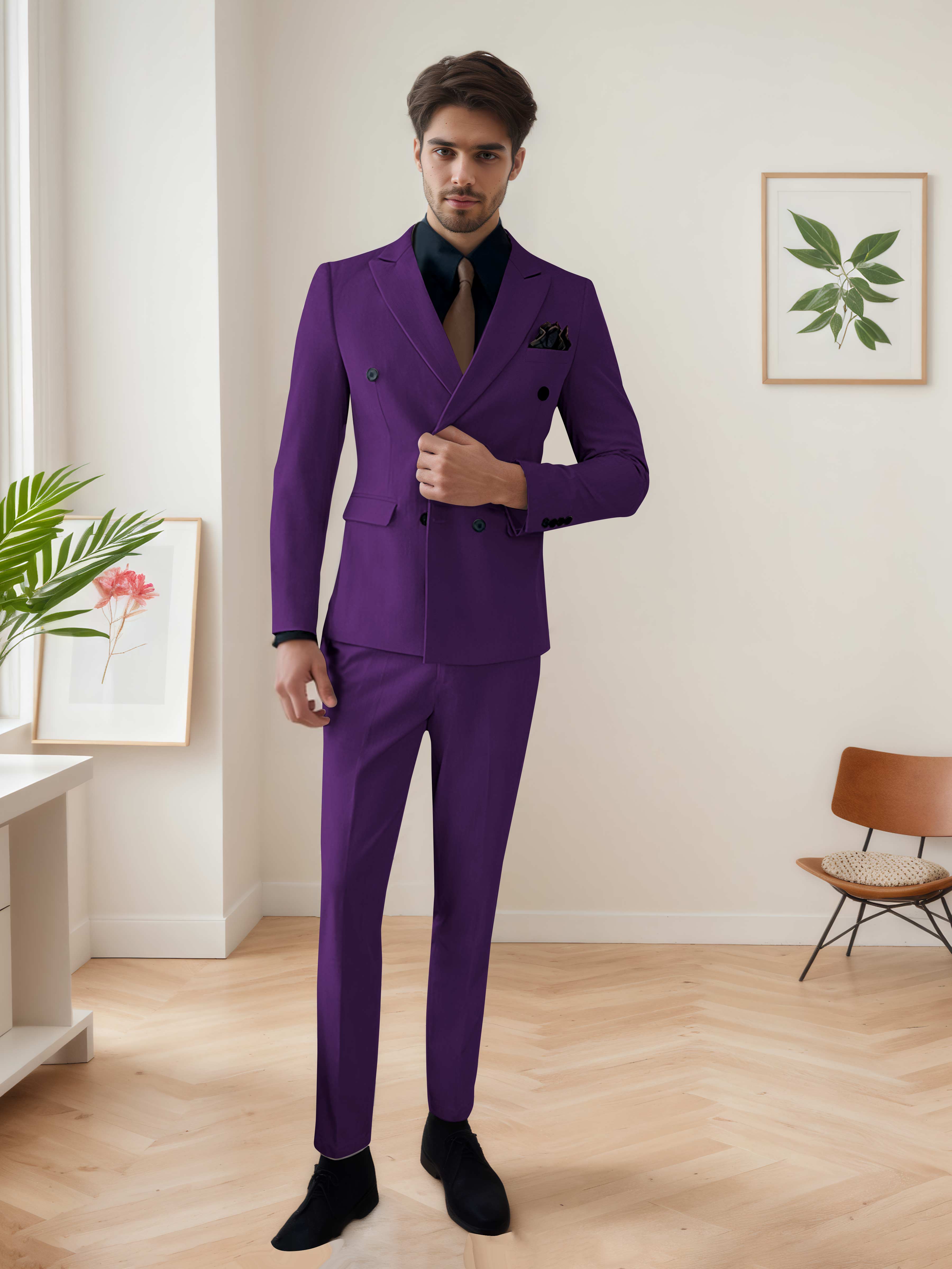 Men's Chic Double Breasted 3 Pieces Wedding Suits UK