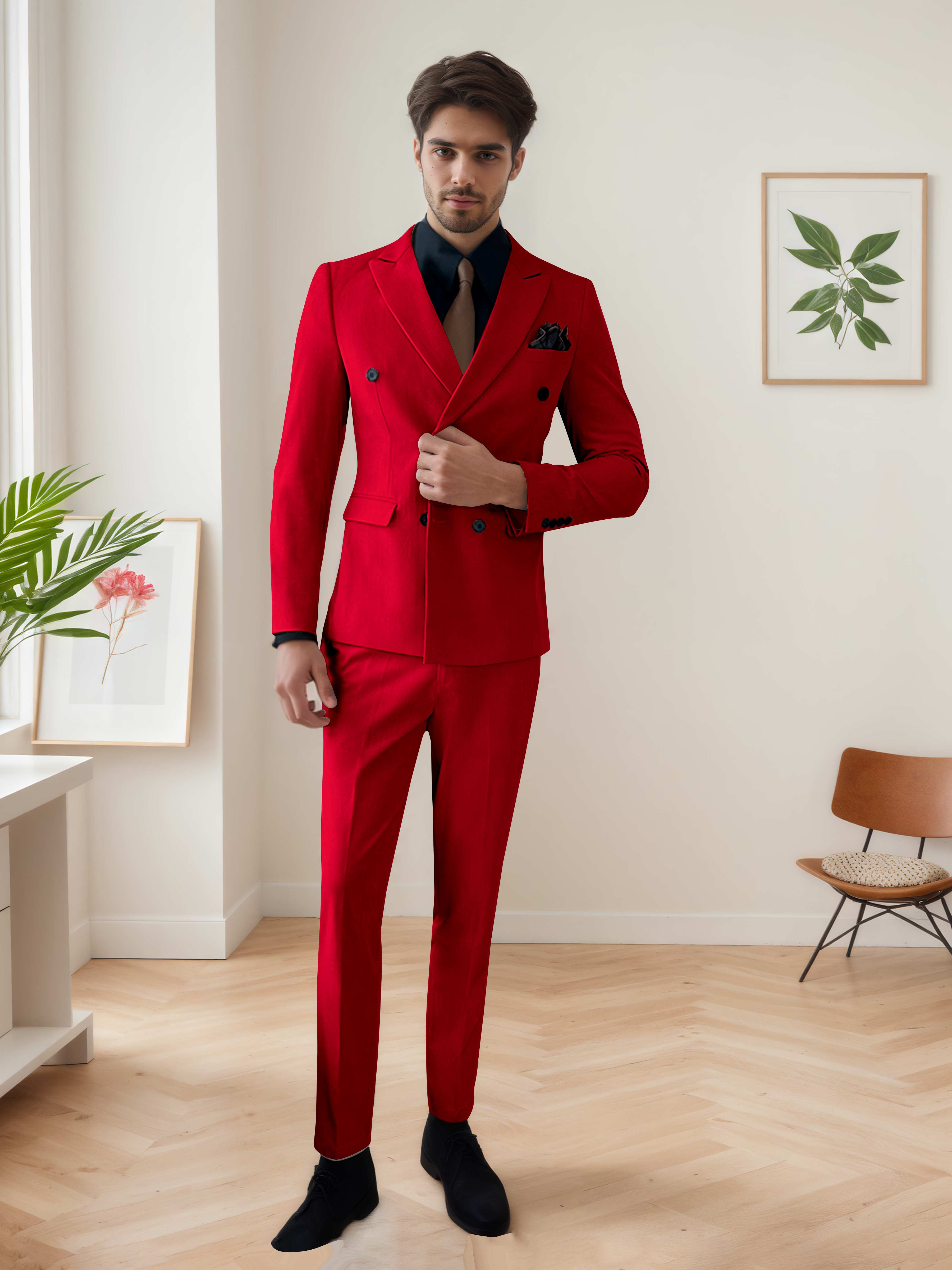Men's Chic Double Breasted 3 Pieces Wedding Suits UK