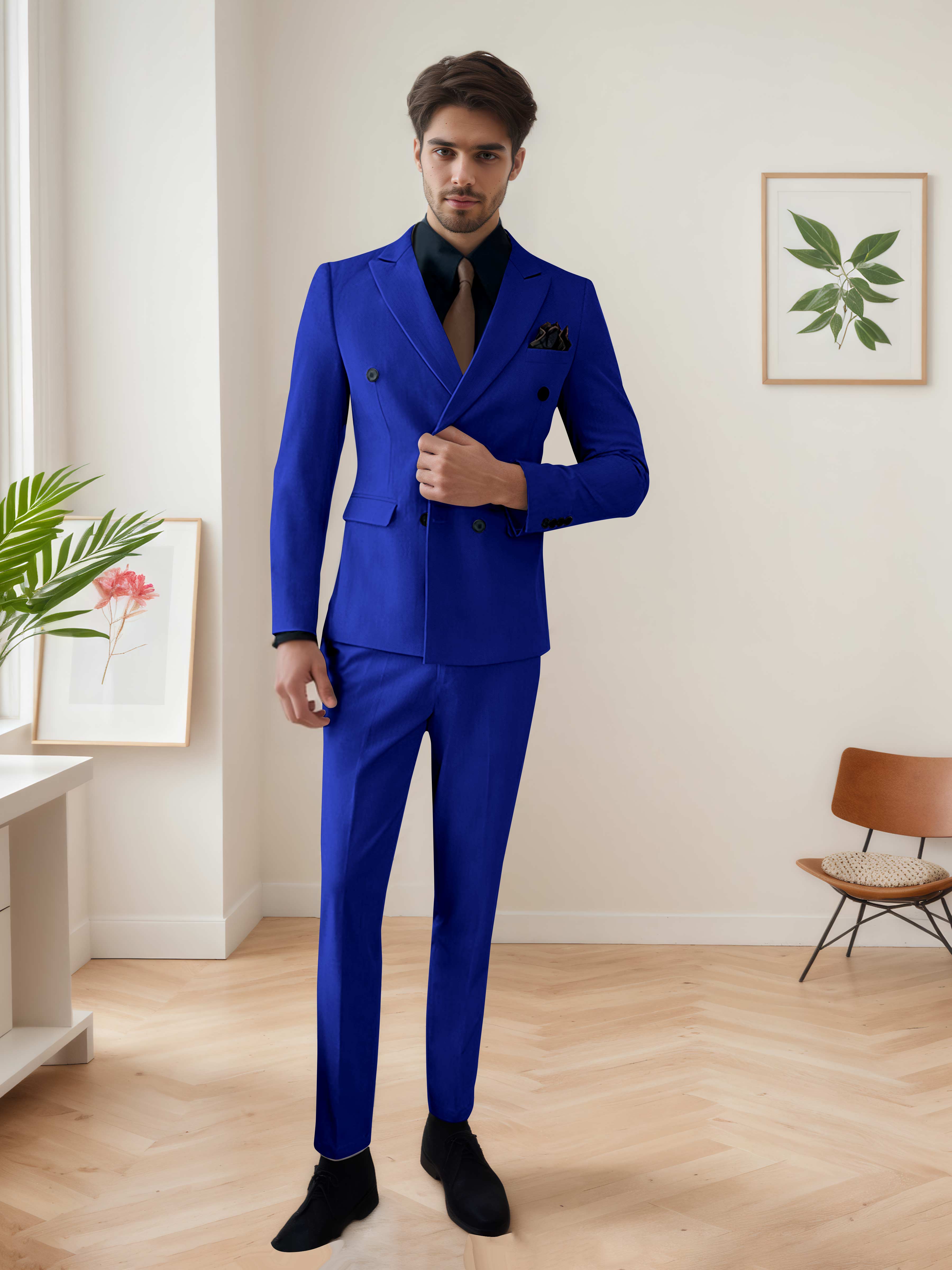 Men's Chic Double Breasted 3 Pieces Wedding Suits UK