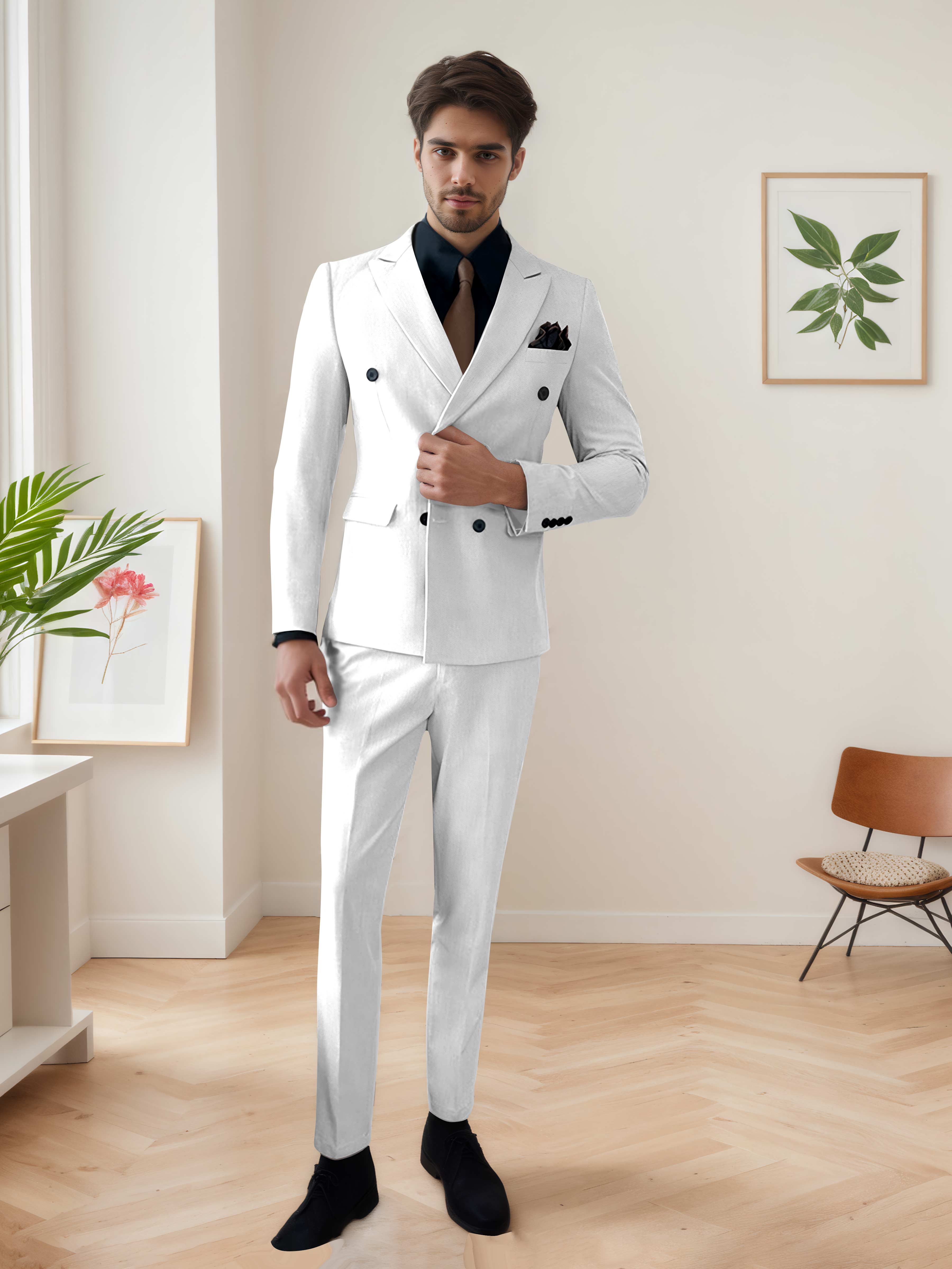 Men's Chic Double Breasted 3 Pieces Wedding Suits UK