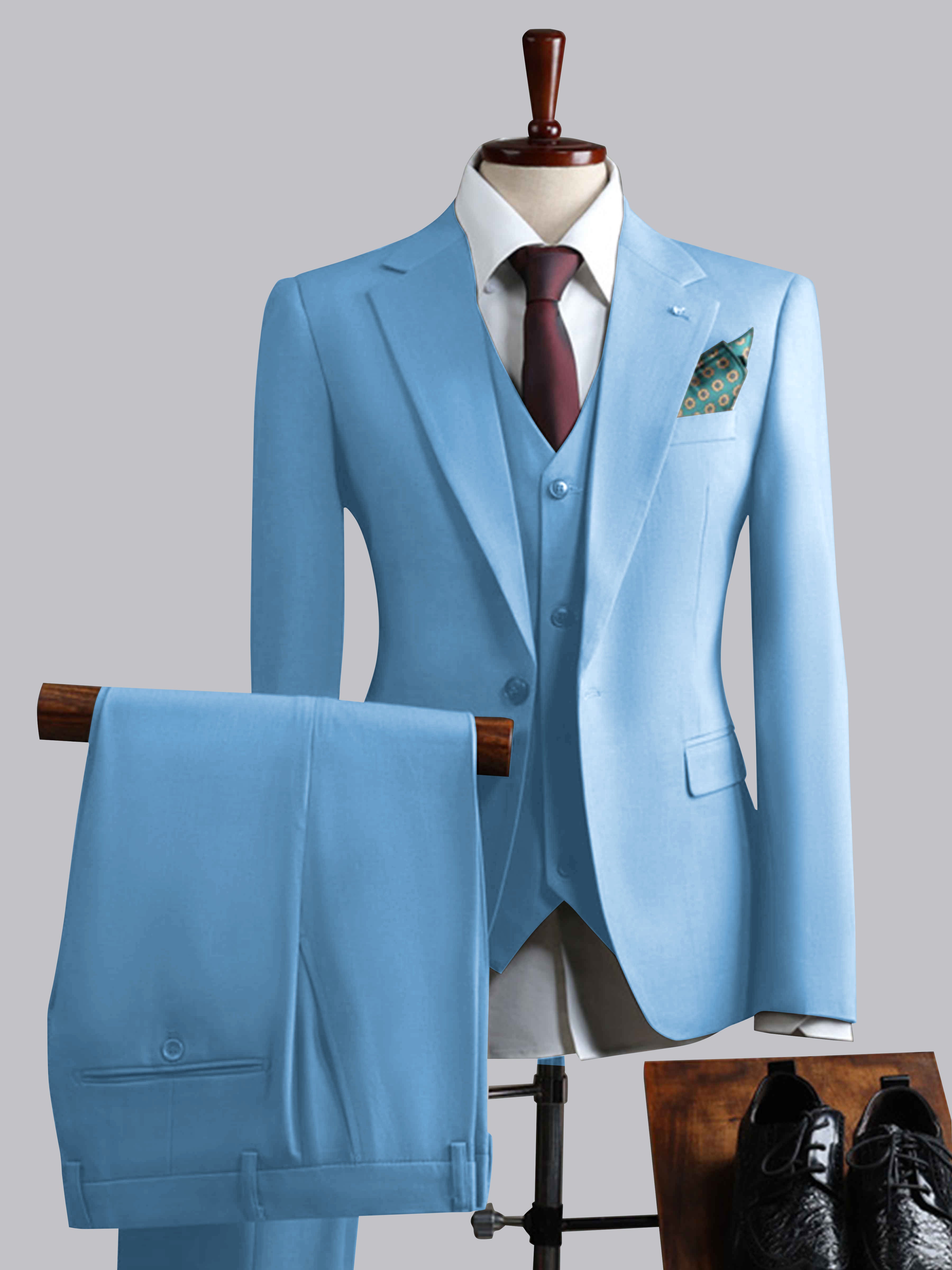 Men's Slim Fit One Button 3 Pieces Formal Suits UK