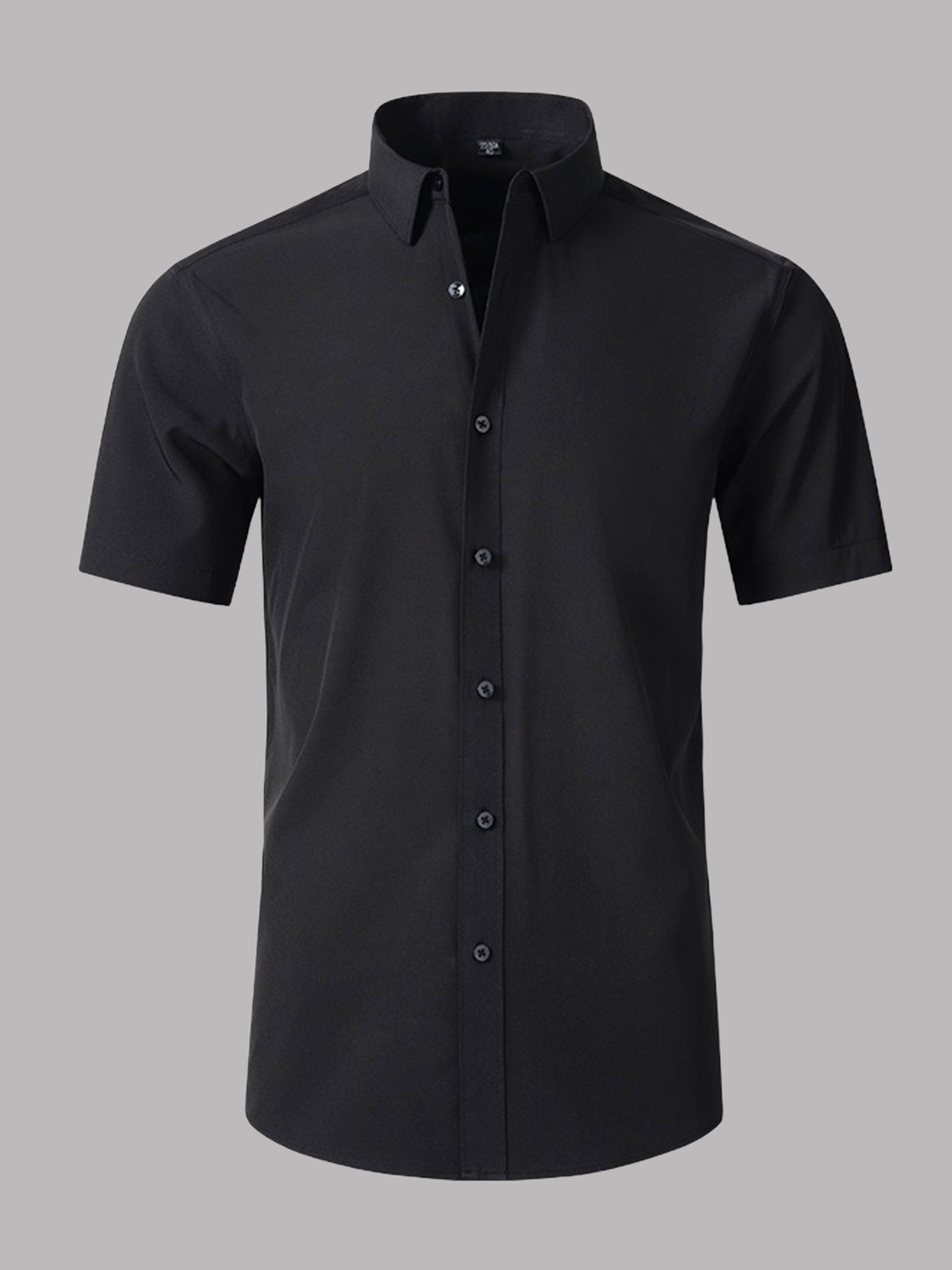 Men's Stretch Non-Iron Short Sleeves Dress Shirt for Wedding & Prom UK