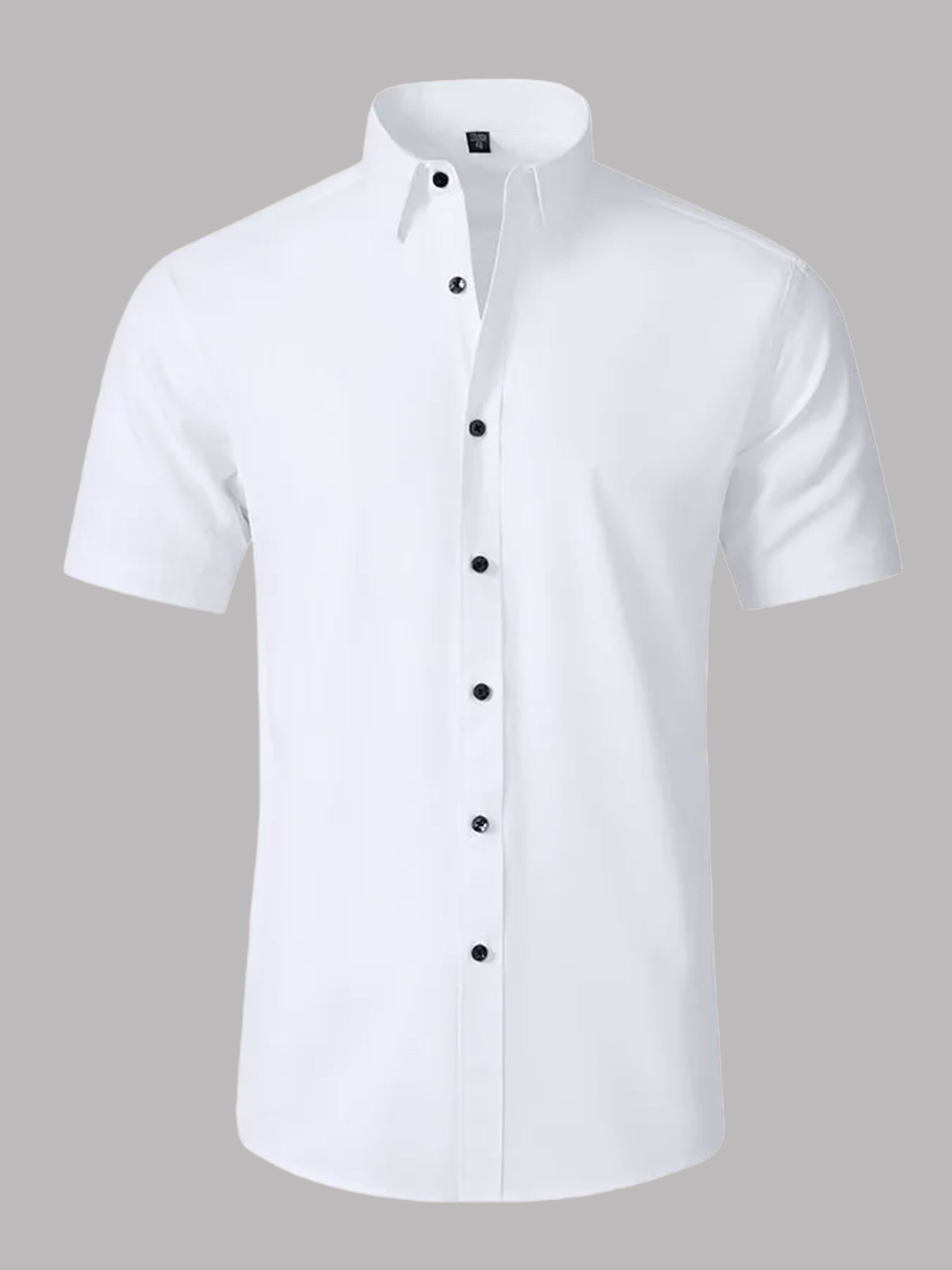 Men's Stretch Non-Iron Short Sleeves Dress Shirt for Wedding & Prom UK