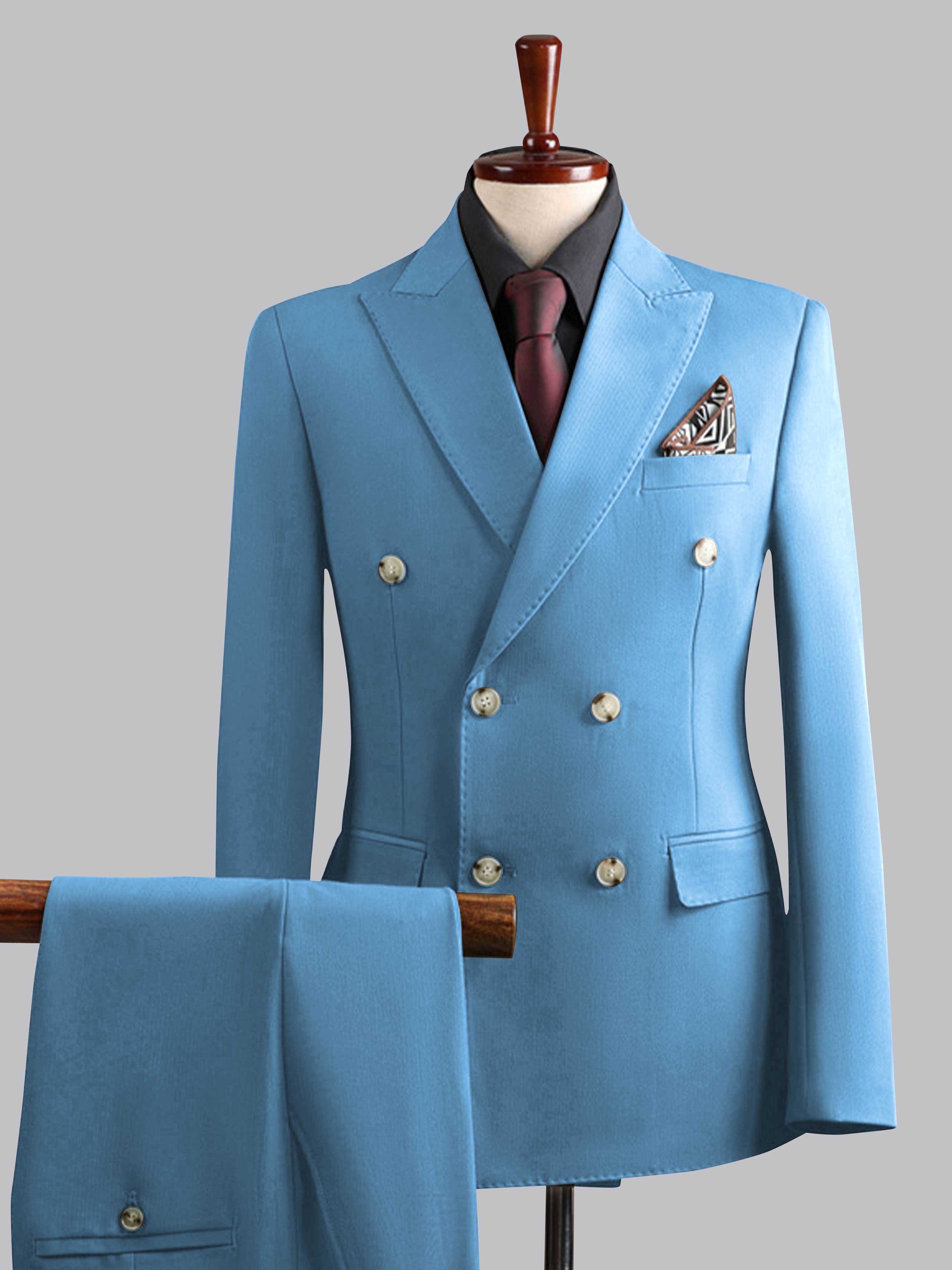 Modern Men's Tailored Fit Double Breasted 3 Pieces Wedding Suits UK