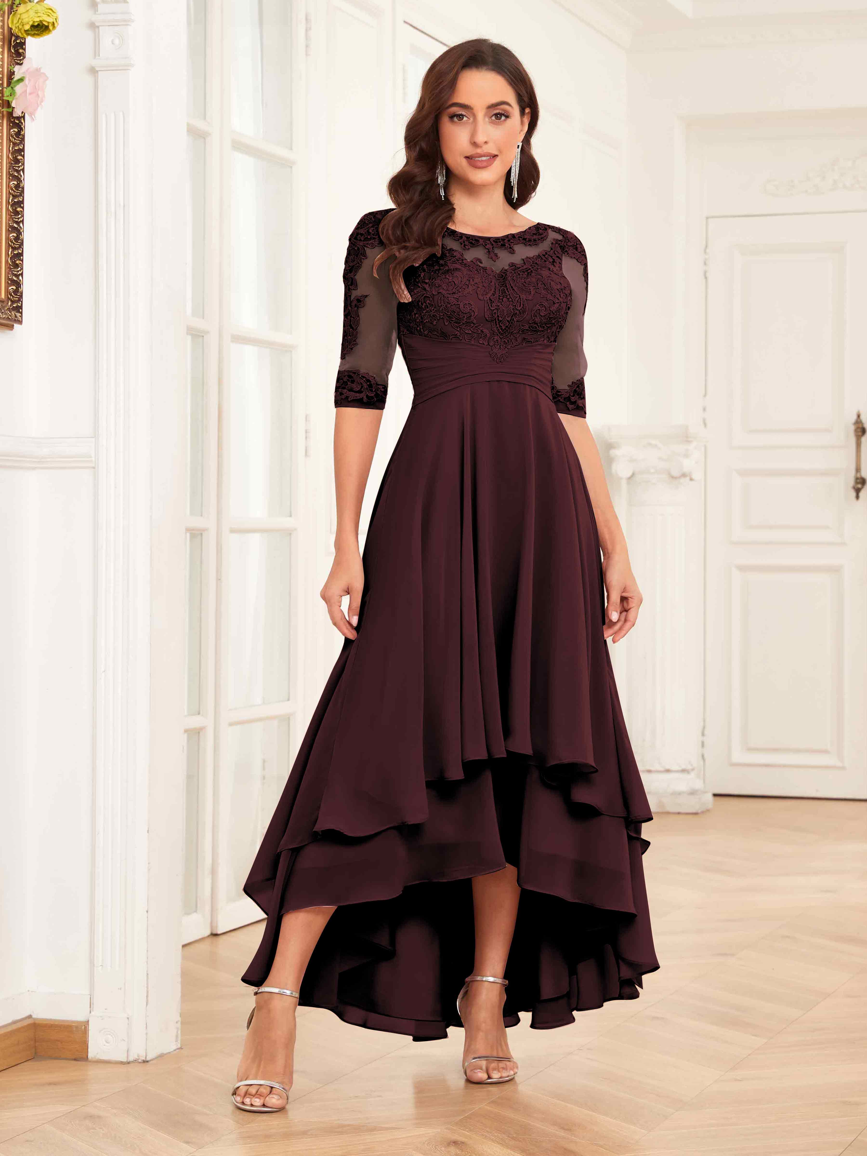 Adelaide Modern Illusion High Low Mother of the Bride Groom Dresses