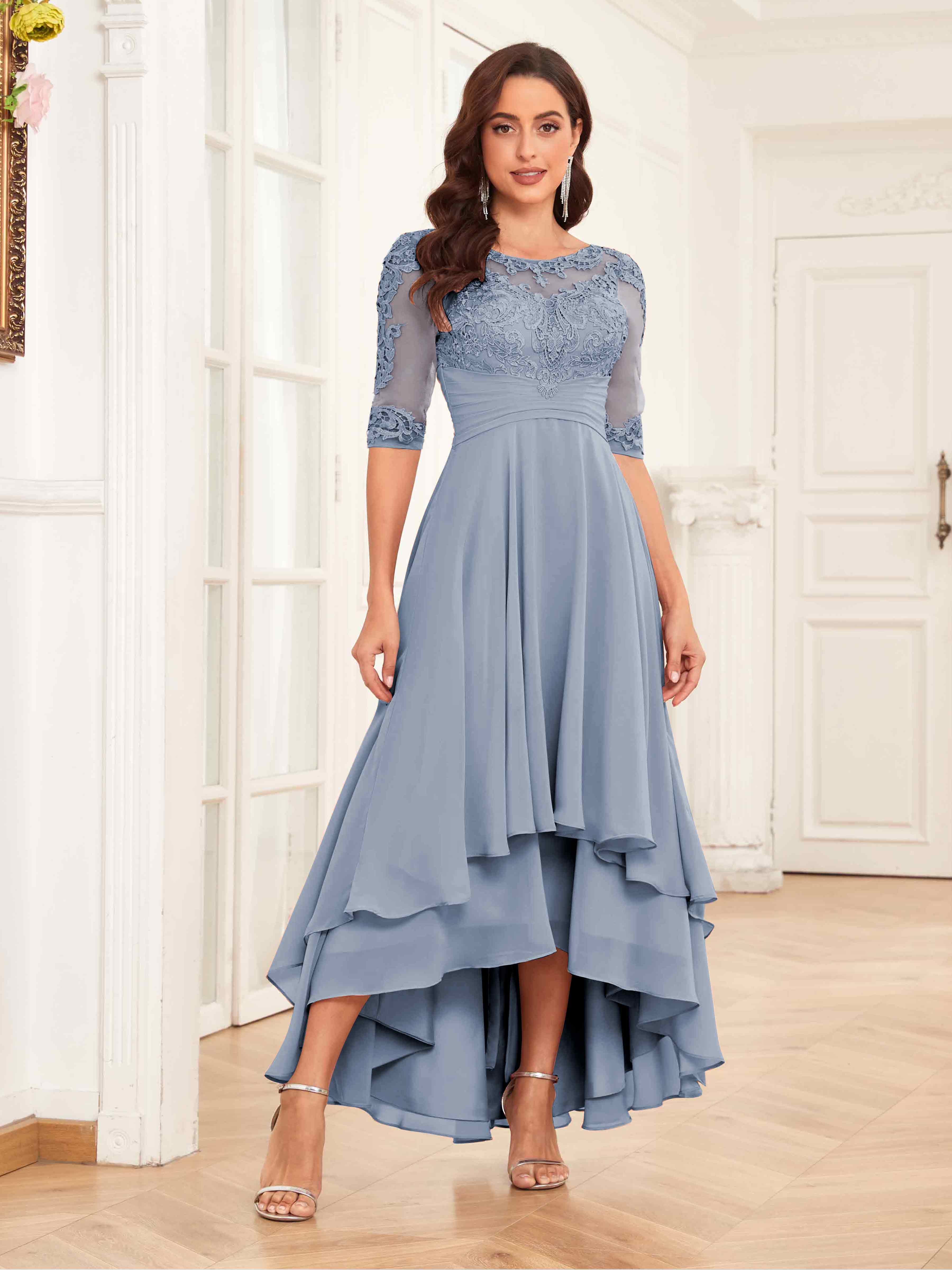 Dusty blue mother of the groom dress best sale