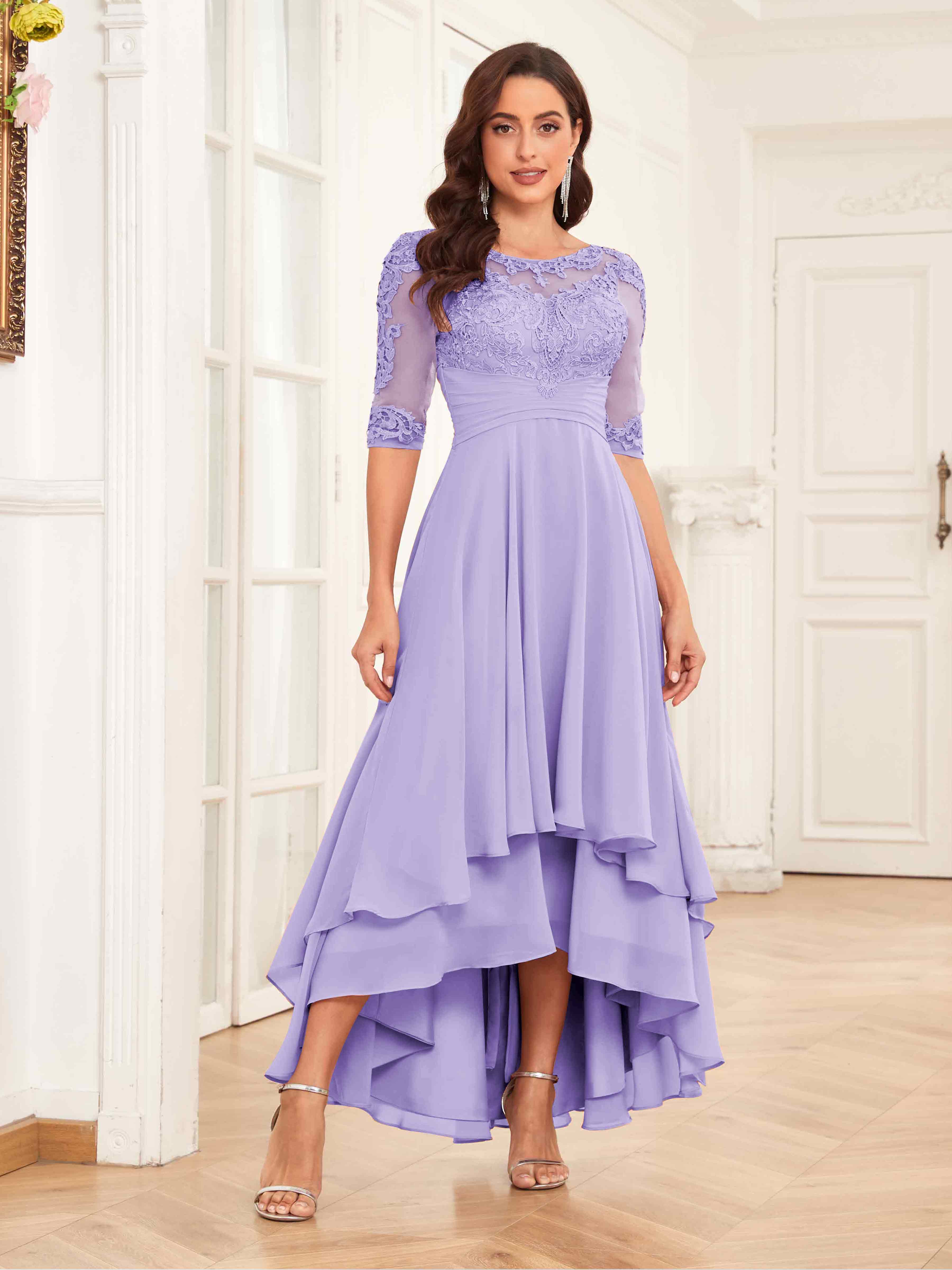 Adelaide Modern Illusion High Low Mother of the Bride Groom Dresses